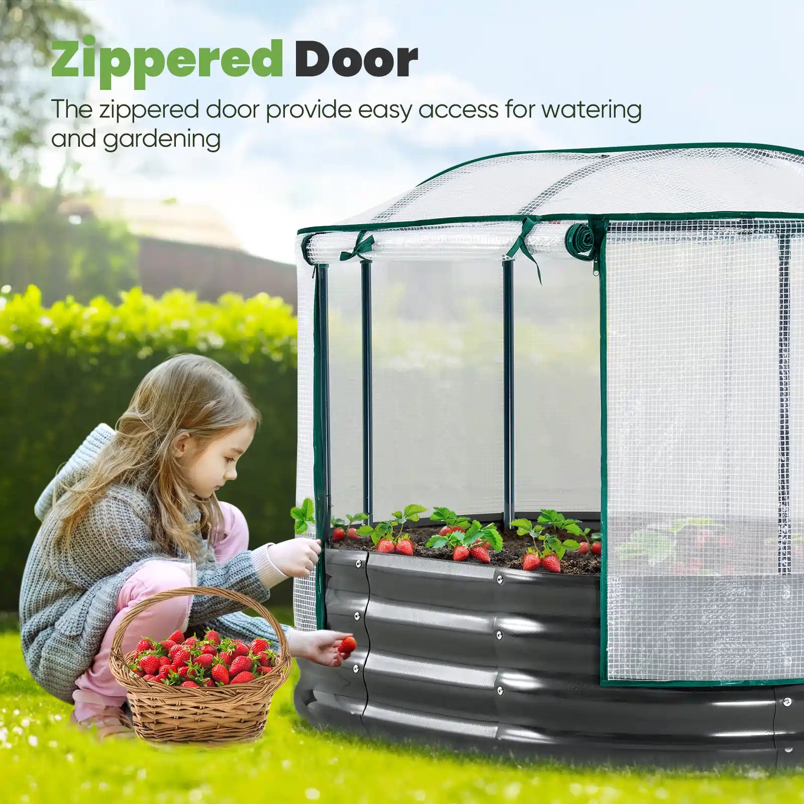 4' x 3' x 1' Galvanized Steel Oval Raised Garden Bed with Cover - Perfect for Vegetables, Flowers & Herbs in Backyard, Patio or Balcony Gardening