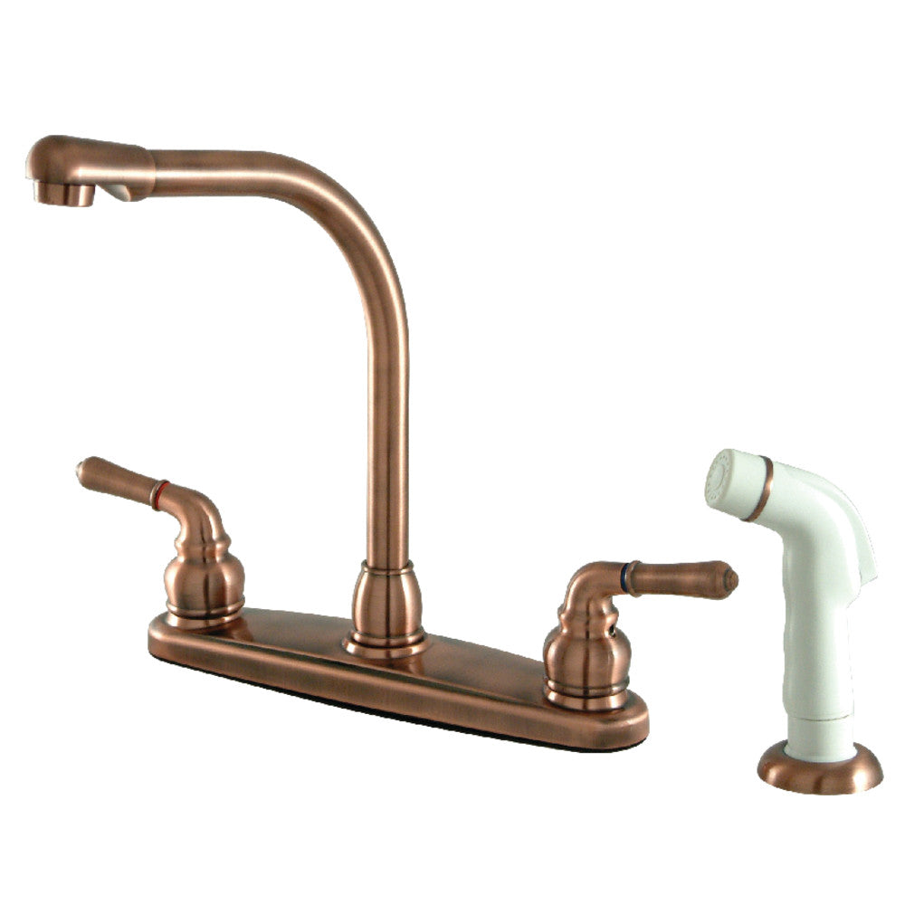 Kingston Brass KB756 Magellan 8 Inch Centerset Kitchen Faucet - Single Handle Pull-Down Sprayer, Brushed Nickel Finish for Modern Kitchens | Perfect for Washing Dishes, Filling Pots & Daily Cooking Tasks