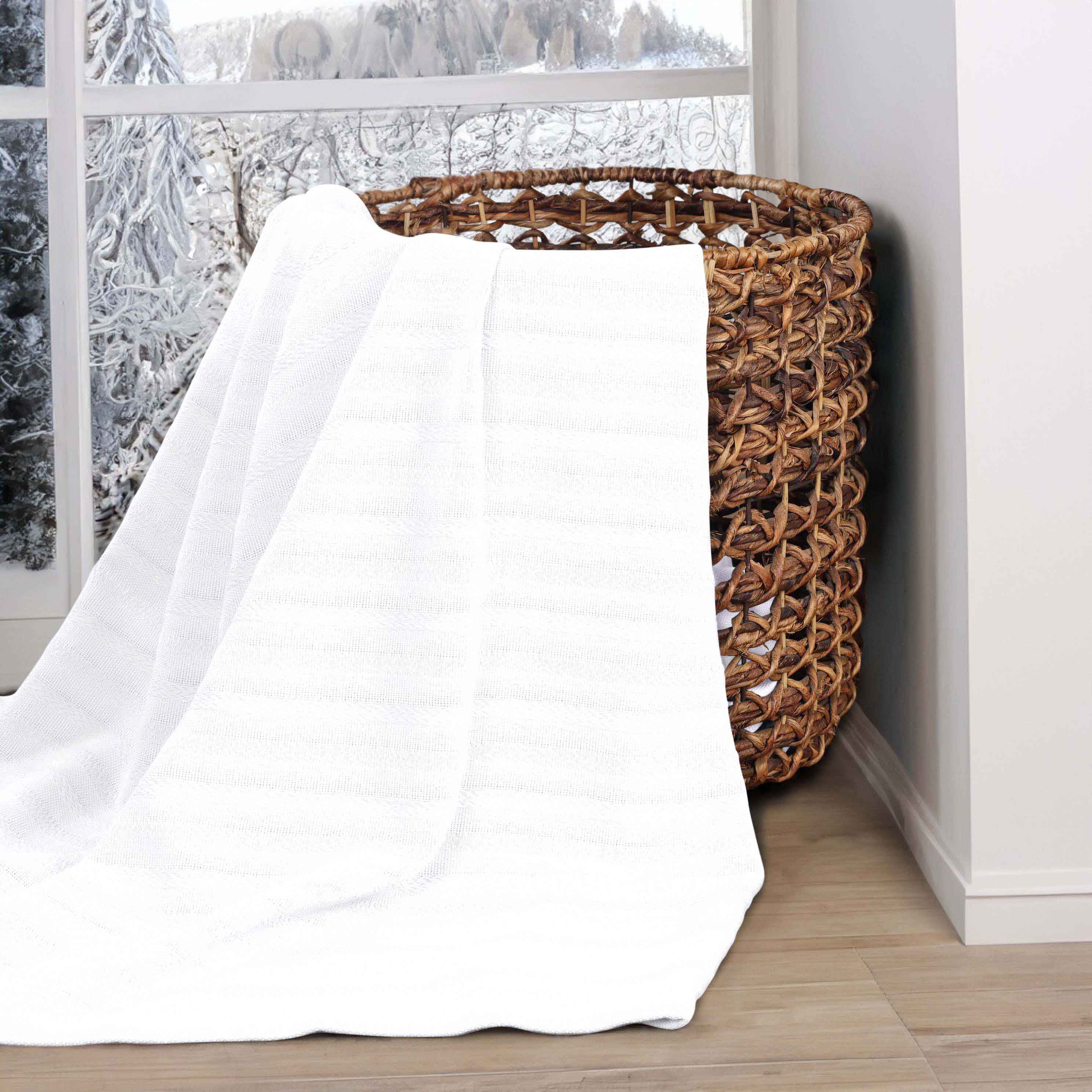 Soft Clara Cotton Textured Striped Lightweight Woven Blanket - Perfect for Sofa, Bed & Outdoor Picnics