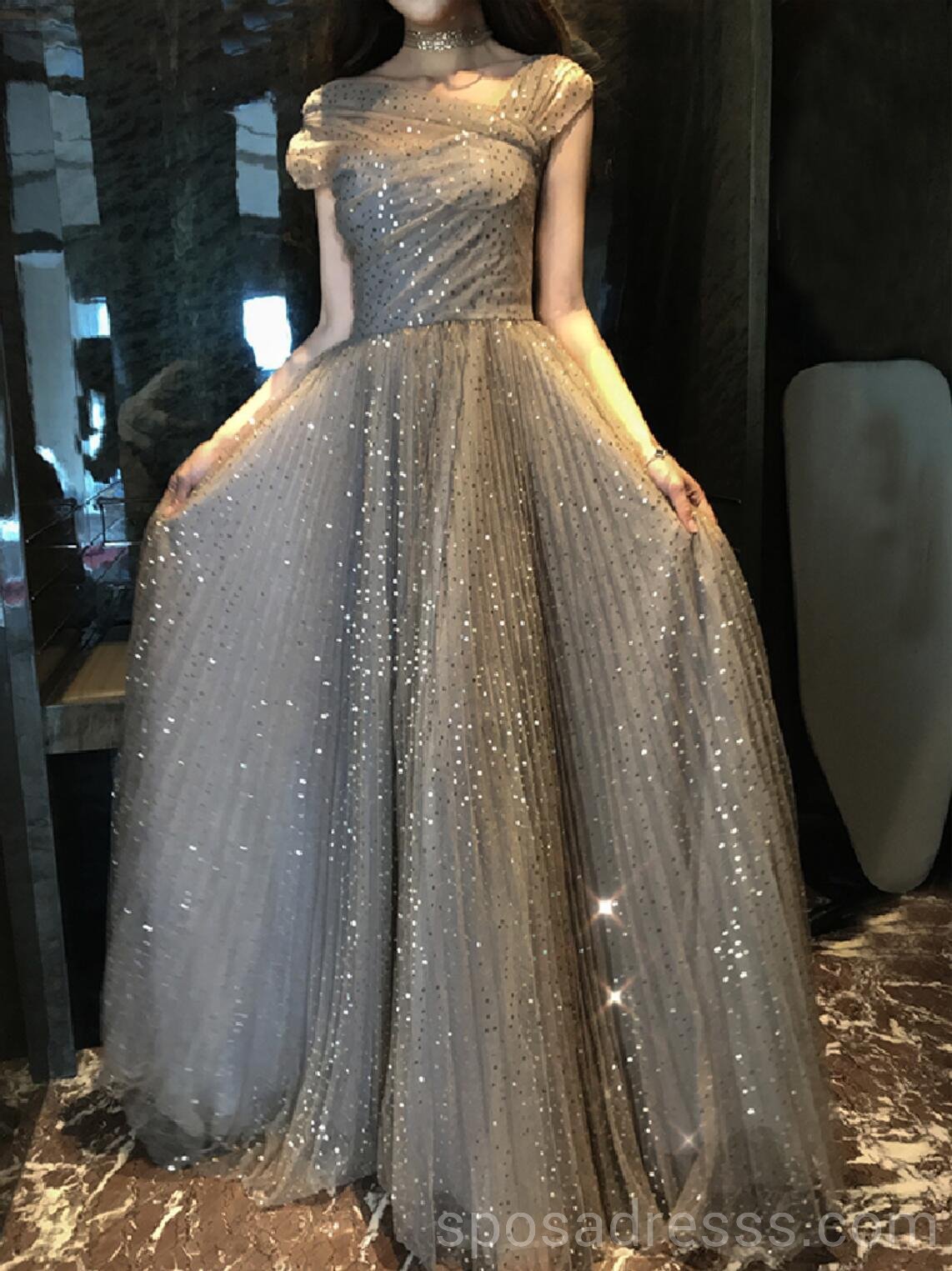 Sparkly Gold Off Shoulder A-Line Long Evening Prom Dresses for Women | Custom Sweet 16 Dresses | Formal Gowns for Homecoming, Wedding, Quinceañera & Special Occasions