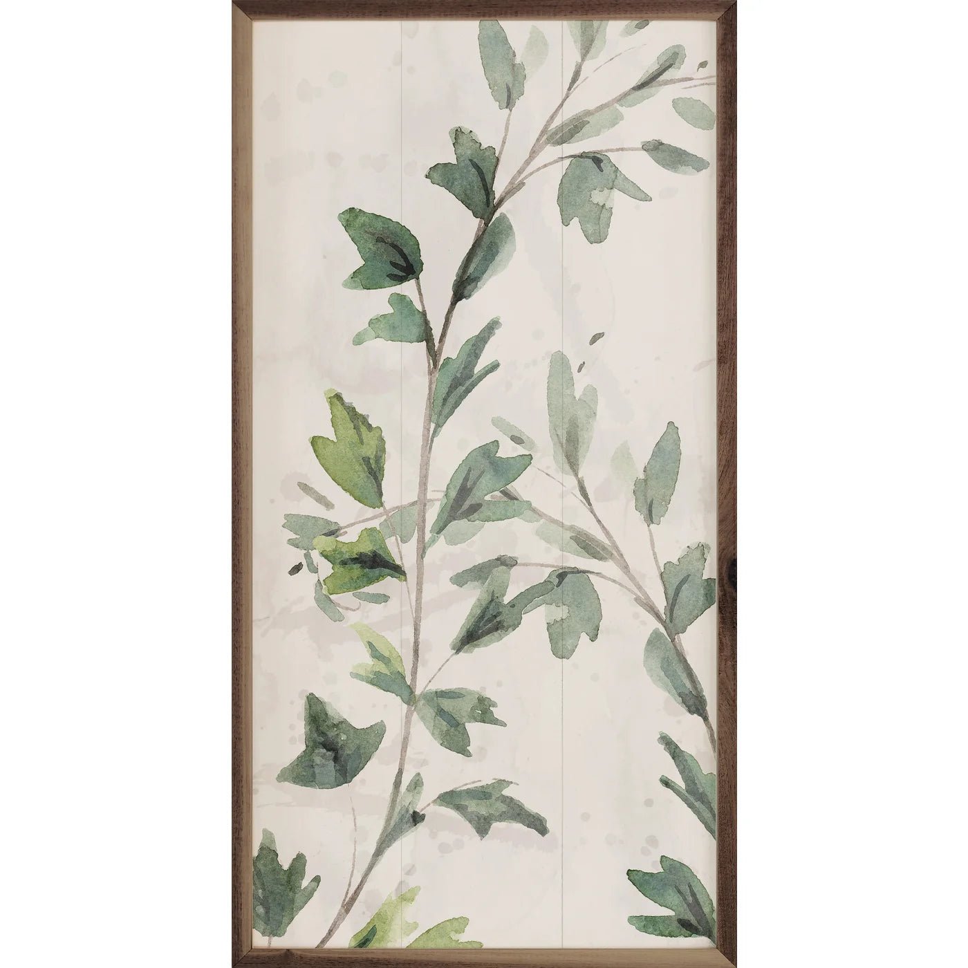 Nina Blue Wood Framed Print - Botanical Panel 1 Two Vines Wall Art for Living Room, Bedroom & Office Decor
