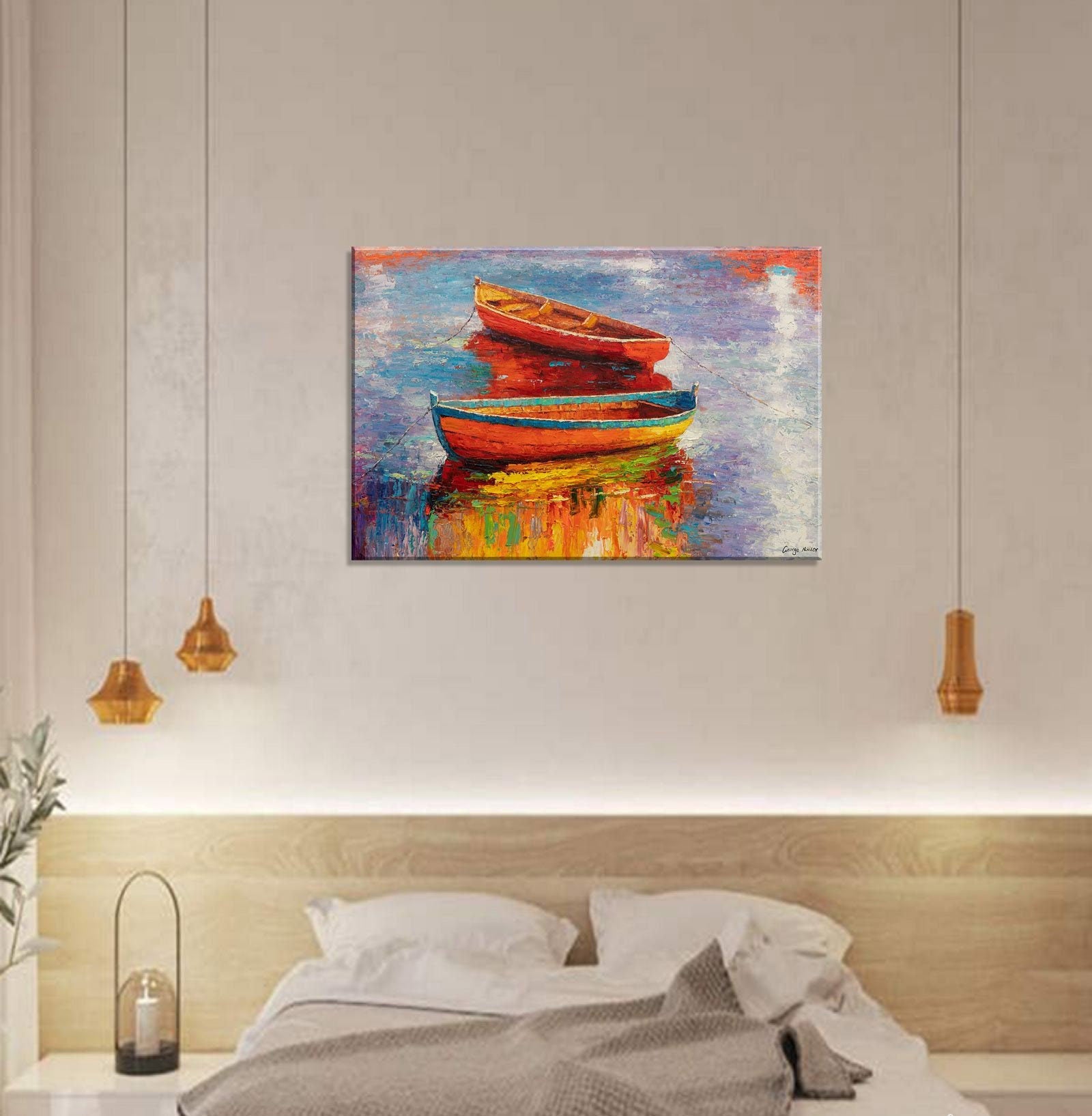 Handmade Oil Painting Seascape & Landscape Art - Large Canvas Wall Decor for Living Room | Original Abstract Artwork | Perfect for Home & Office Interior Design