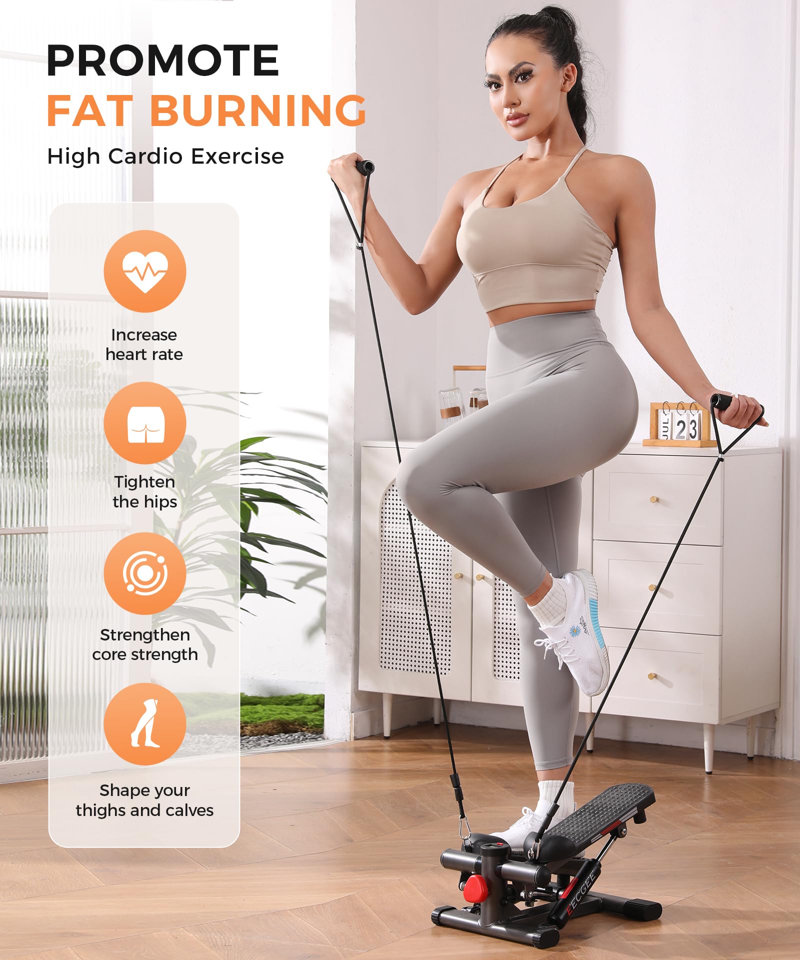 Mini Stepper with Hydraulic Resistance - Portable Stair Climbing Exercise Machine for Home Gym, Cardio & Leg Workout | Perfect for Small Spaces, Office & Apartment Fitness