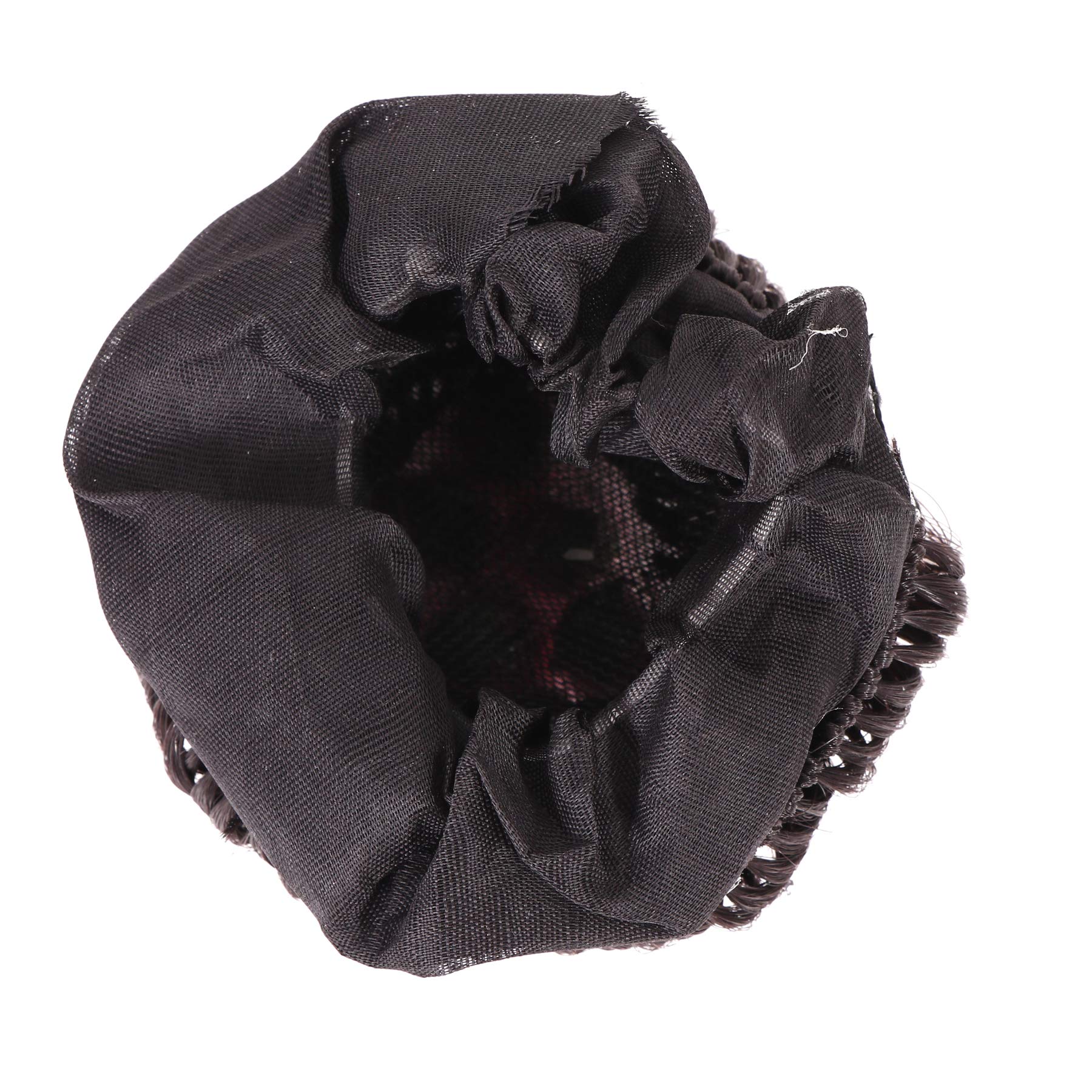 Shivarth Black Synthetic Hair Bun with Pink Flower & Stone Decor - Women's Artificial Flower Hair Accessory for Weddings, Parties & Special Occasions