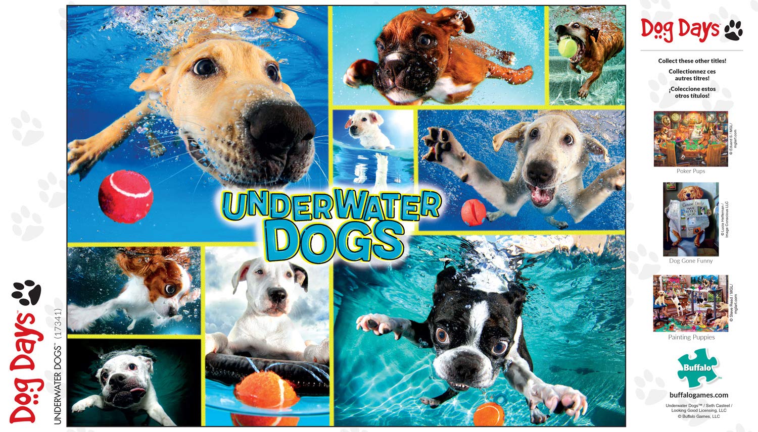 Buffalo Games Underwater Dogs 750 Piece Jigsaw Puzzle for Adults - Challenging Dog Photography Puzzle - 24x18 Inch Finished Size - Perfect for Family Game Nights, Stress Relief & Home Decor