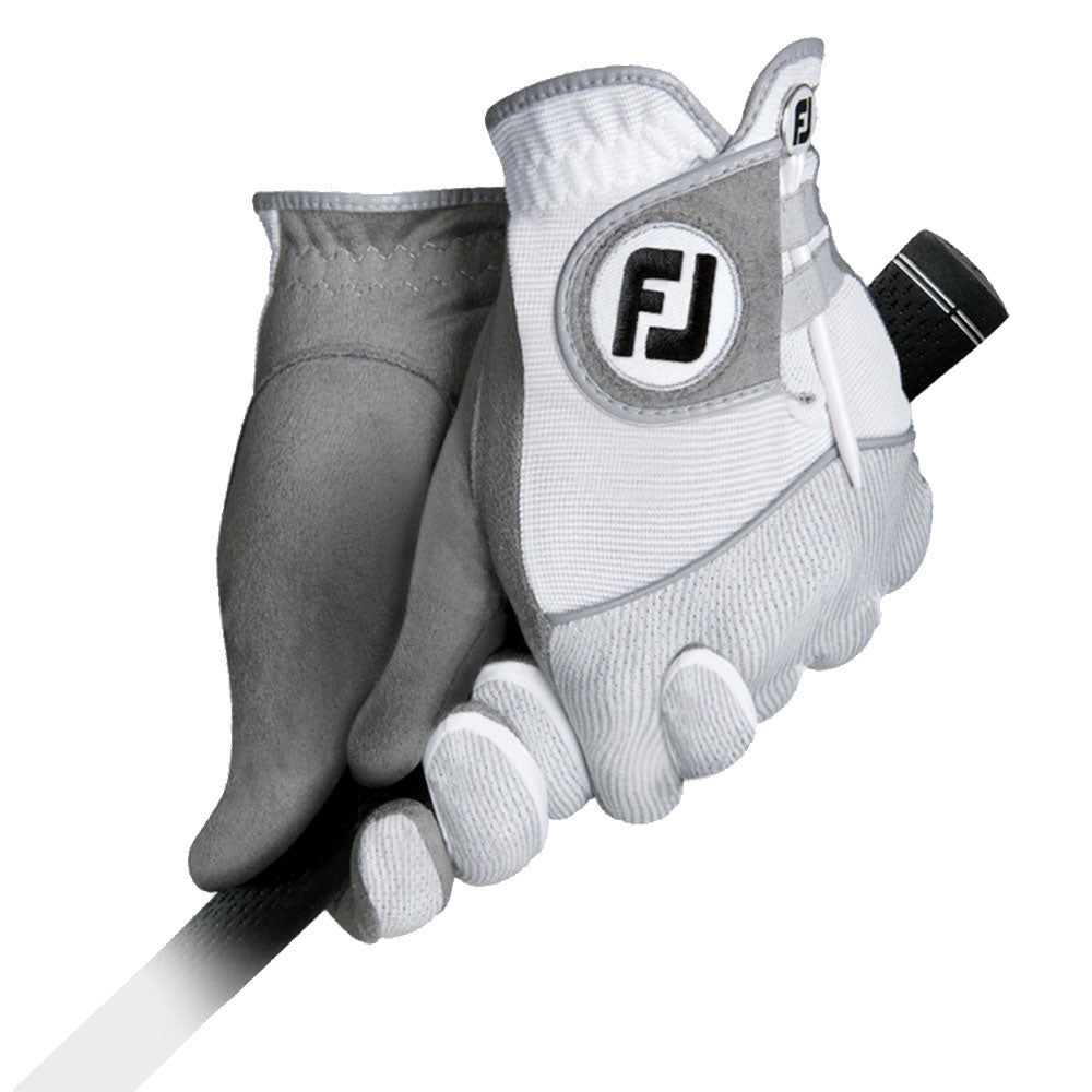 FootJoy RainGrip Waterproof Golf Gloves for Men - White Pair - All-Weather Performance for Rainy Day Golfing & Practice