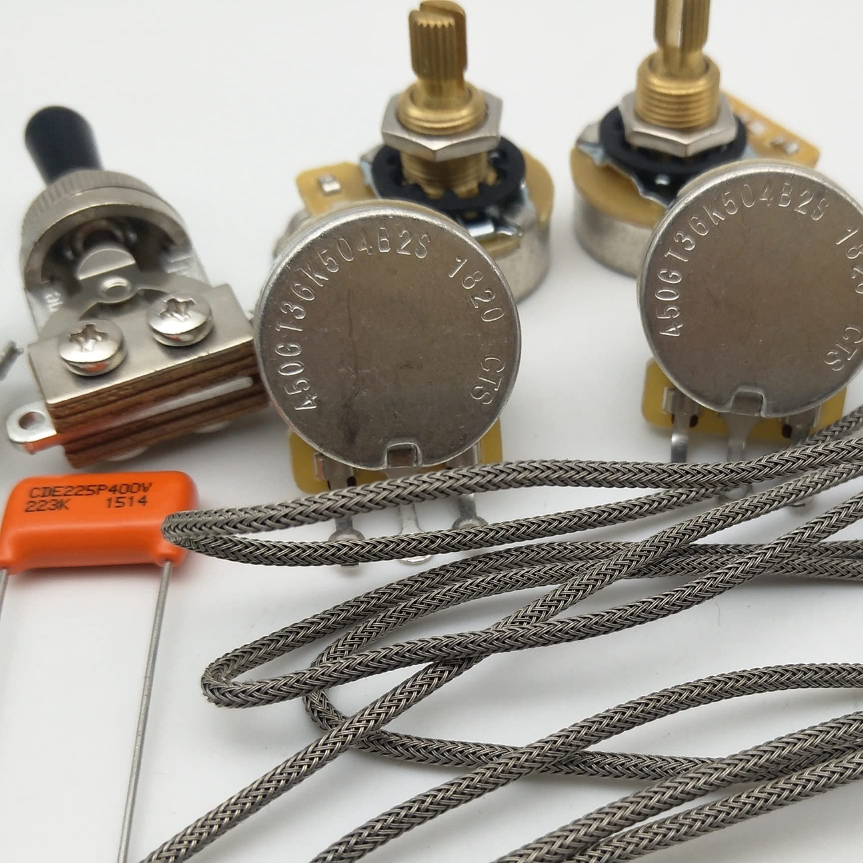 500K Ohm Guitar Potentiometer with Copper Shaft & Orange Drop Capacitor - Premium Prewired Wiring Harness Kit for Les Paul Guitars - Perfect for DIY Guitar Repairs & Tone Upgrades