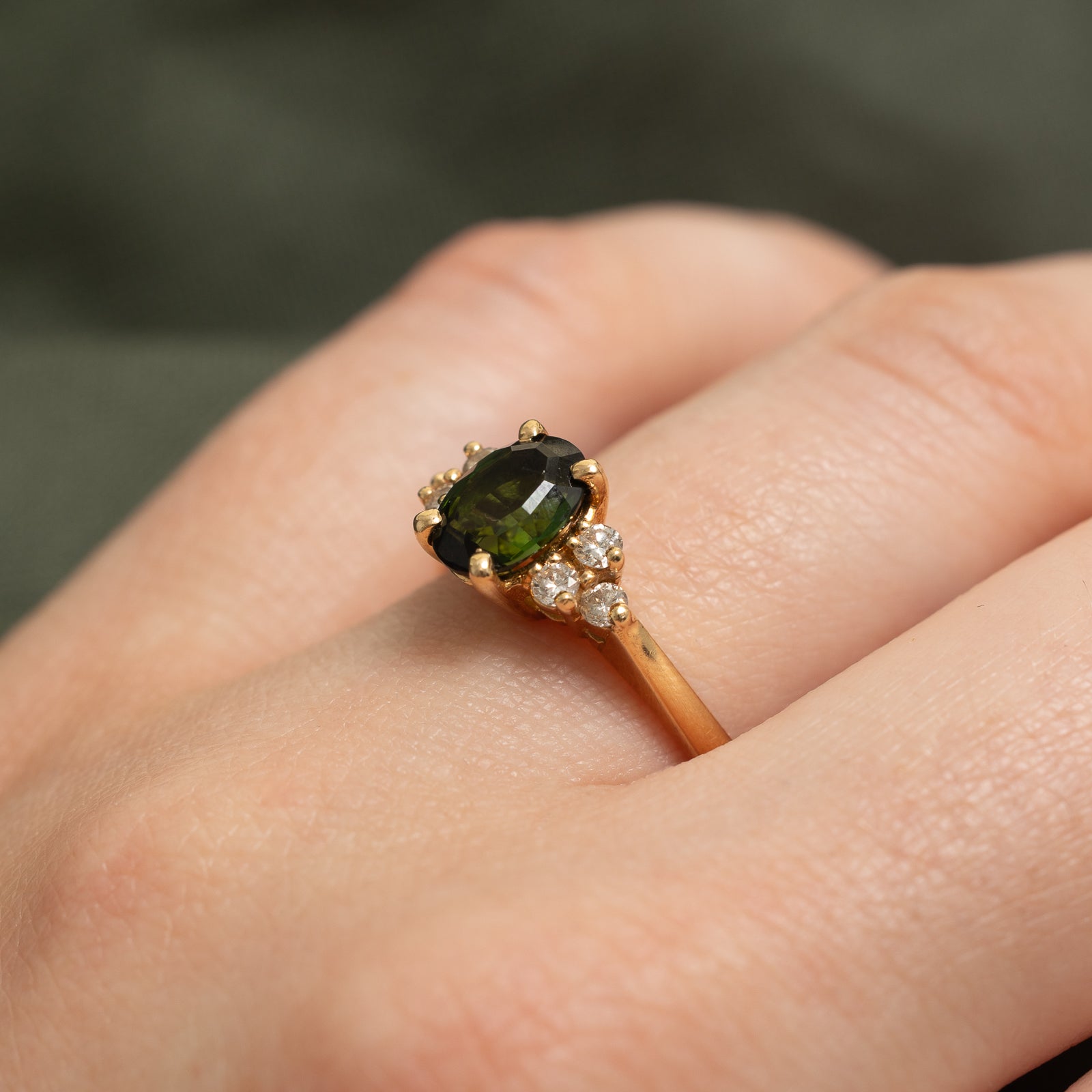 1.16ct Green Tourmaline & 0.18ct Diamond Ring - Size 8.5 | Elegant Gemstone Jewelry for Women | Perfect for Engagement, Anniversary & Special Occasions