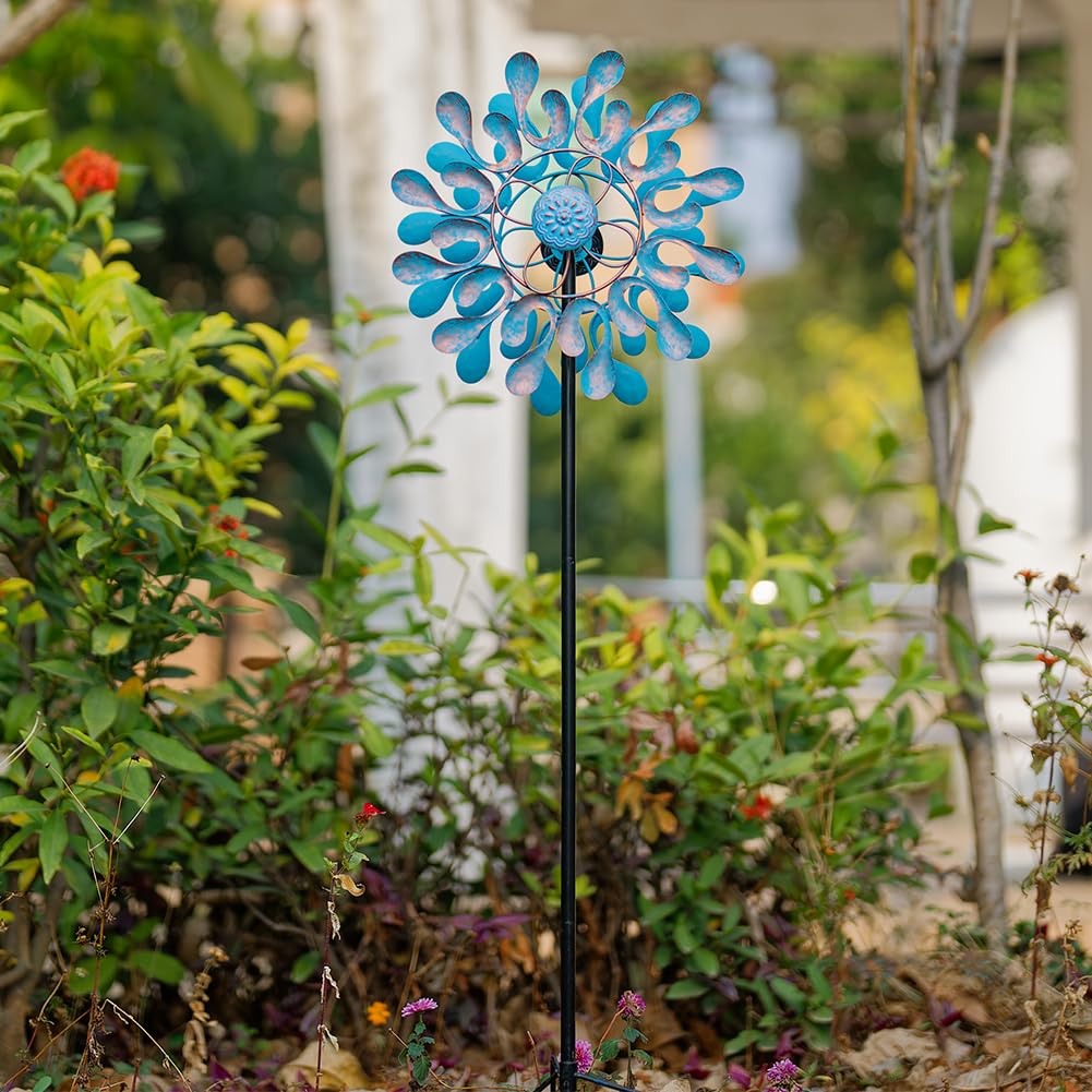 Metal Wind Spinner for Outdoor Decor - Garden Windmill Sculpture for Yard, Patio & Lawn | Durable Weatherproof Garden Art for Relaxing Outdoor Spaces