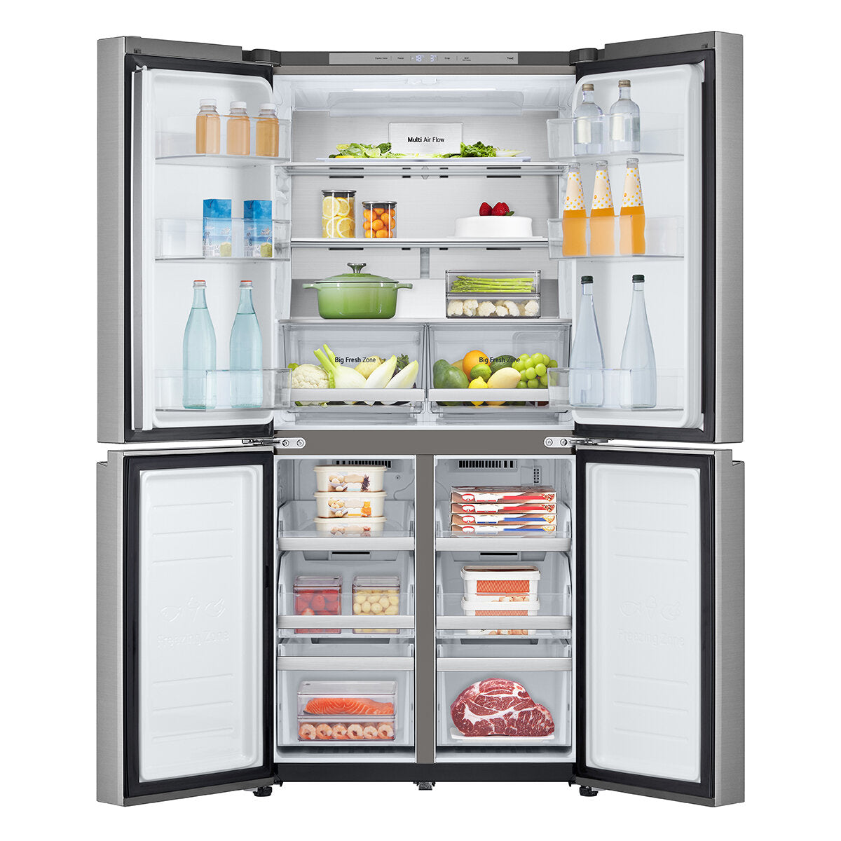 LG 530L French Door Refrigerator with Smart Cooling System - Stainless Steel GF-B505PL - Energy Efficient Large Capacity Fridge for Modern Kitchen & Family Use