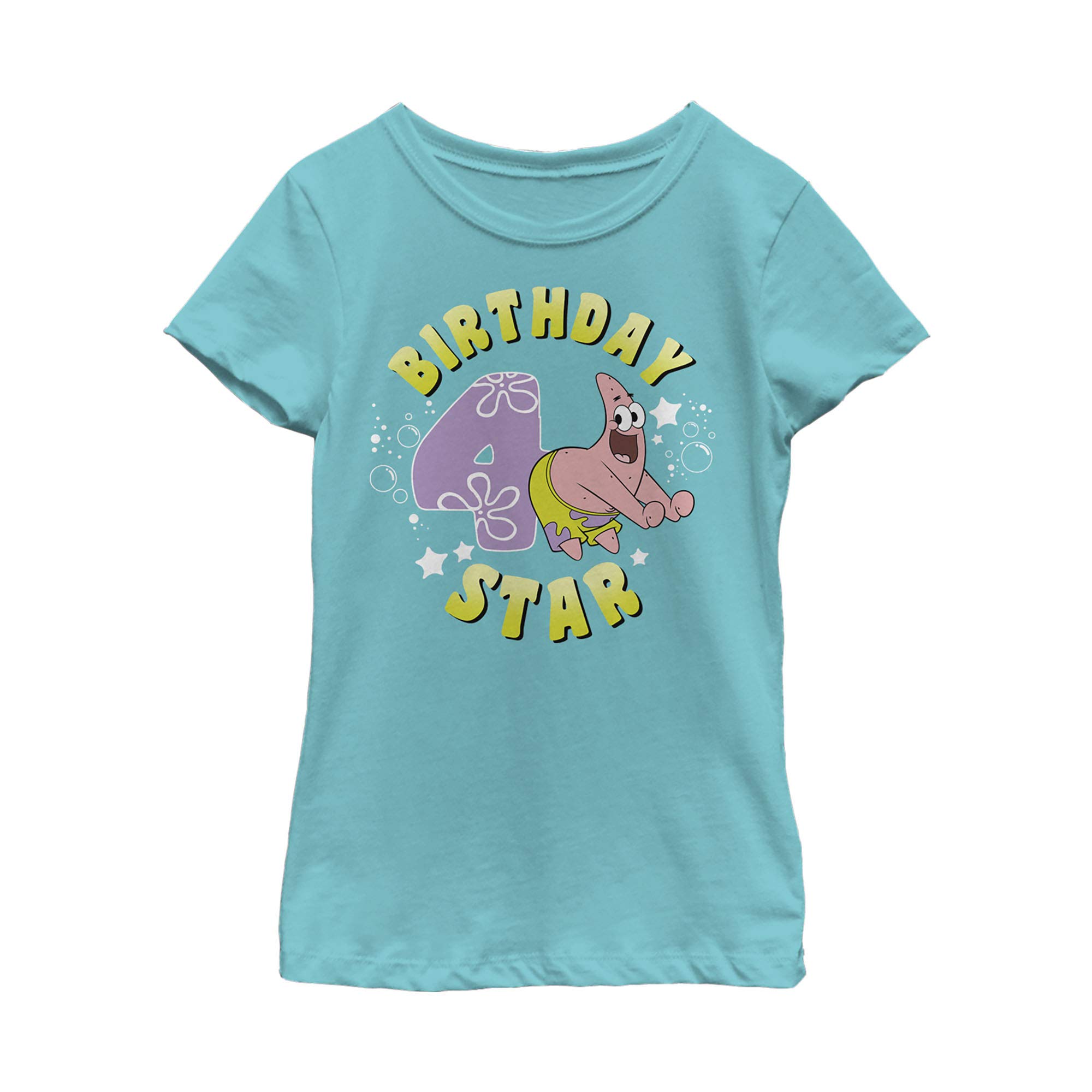 SpongeBob SquarePants & Patrick Birthday Short Sleeve T-Shirt for Girls - Fun Cartoon Graphic Tee for Parties, Gifts & Casual Wear