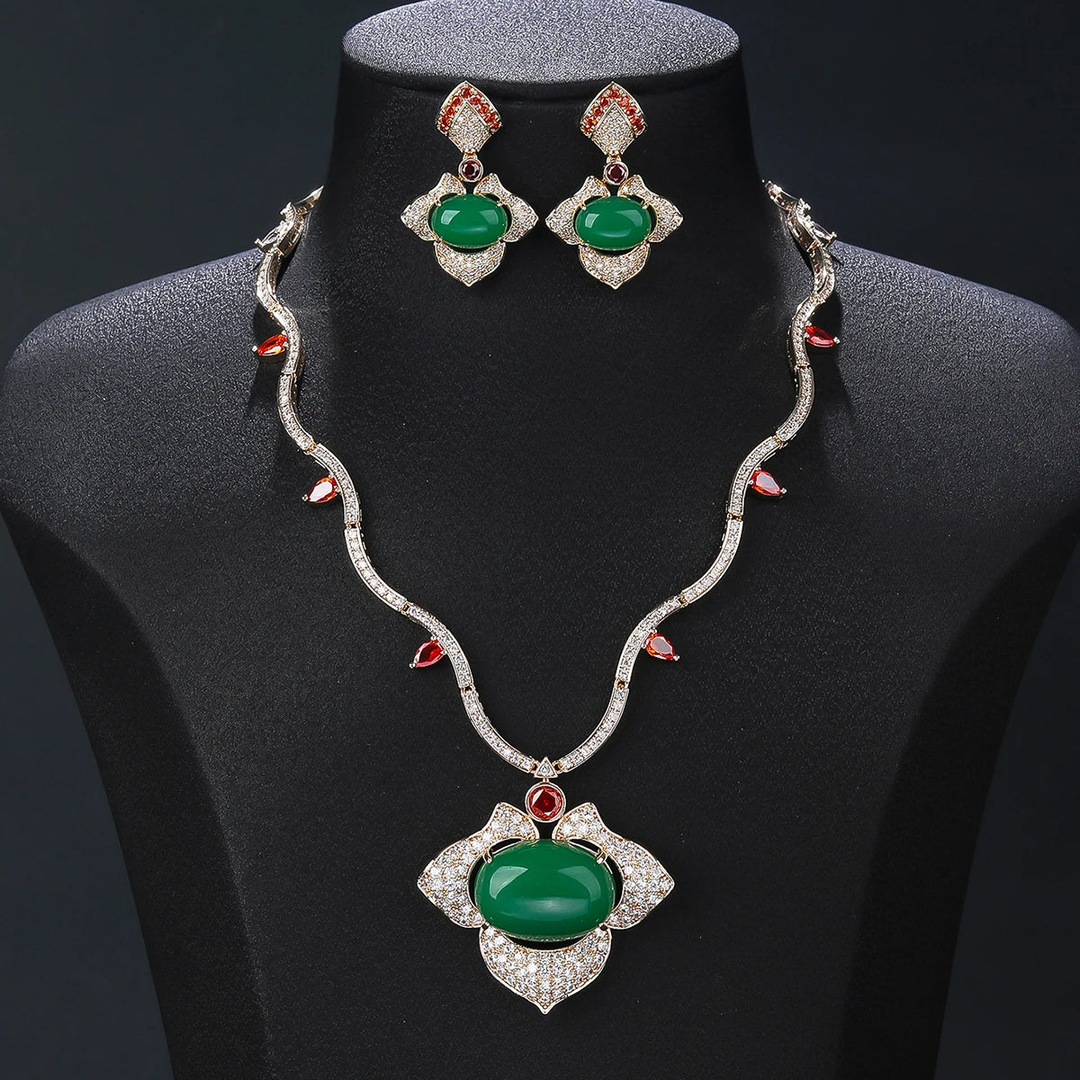 Luxury Cubic Zirconia Bridal Wedding Jewelry Set for Women - Elegant Pendant Necklace & Earrings Set CN11329A - Perfect for Weddings, Anniversaries, and Special Occasions