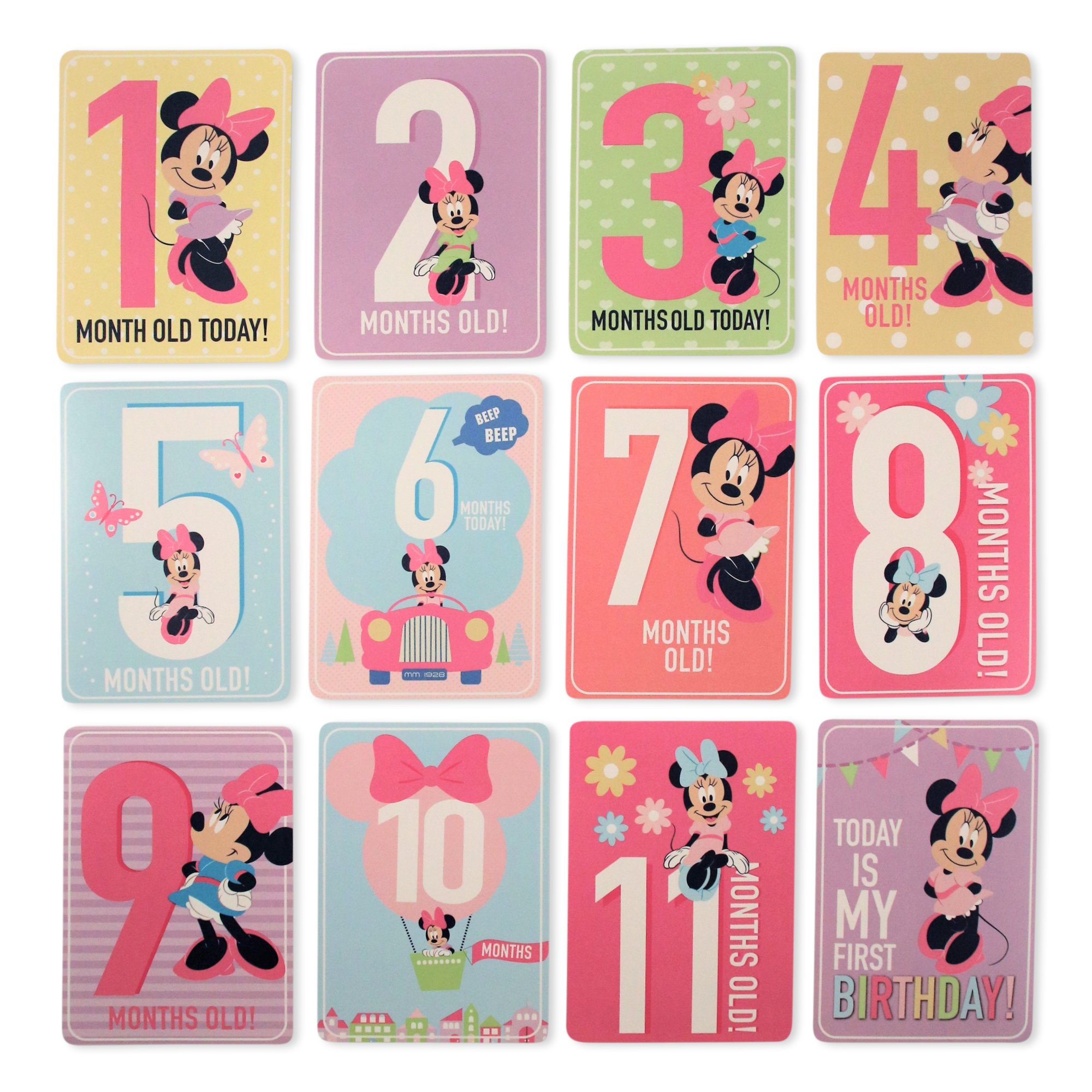 Disney Baby Girls Minnie Mouse Milestone Cards Gift Set - Newborn Photo Props, First Year Keepsake, Baby Shower Present for Girls - Perfect for Birth Announcements, Monthly Milestones, and 1st Birthday Celebrations