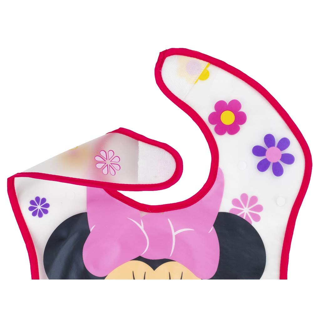 Interbaby Disney Minnie Mouse Plastic Bib - Waterproof & Easy Clean for Babies & Toddlers - Perfect for Mealtime, Travel & Daycare