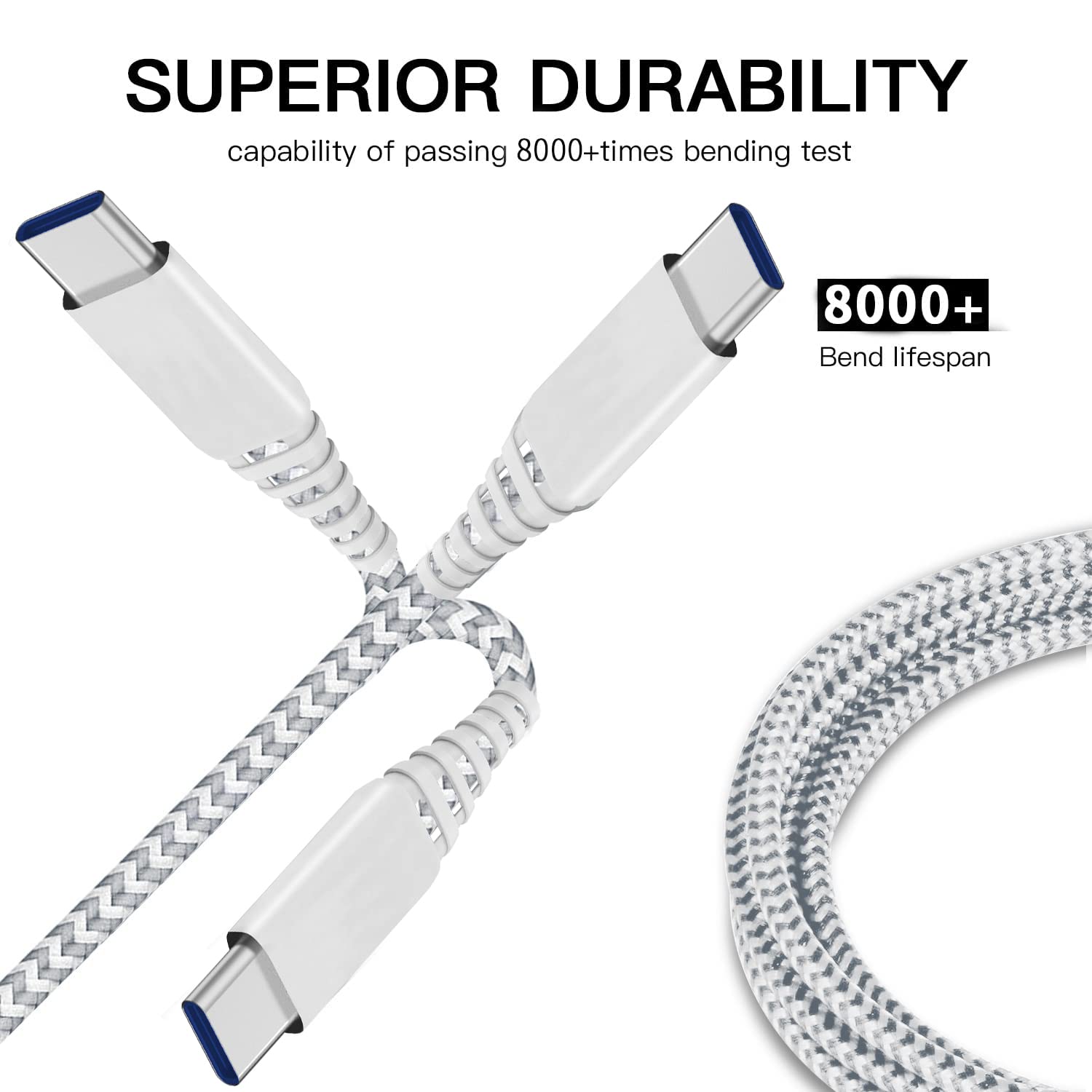 10ft USB C to USB C Fast Charging Cable 2-Pack - Compatible with Samsung Galaxy S25/S24/S23/S22/S21, Note 20/10, A55/A54/A53 5G, Google Pixel 9/8/7/6 Series - Perfect for Home, Office & Travel Charging Needs