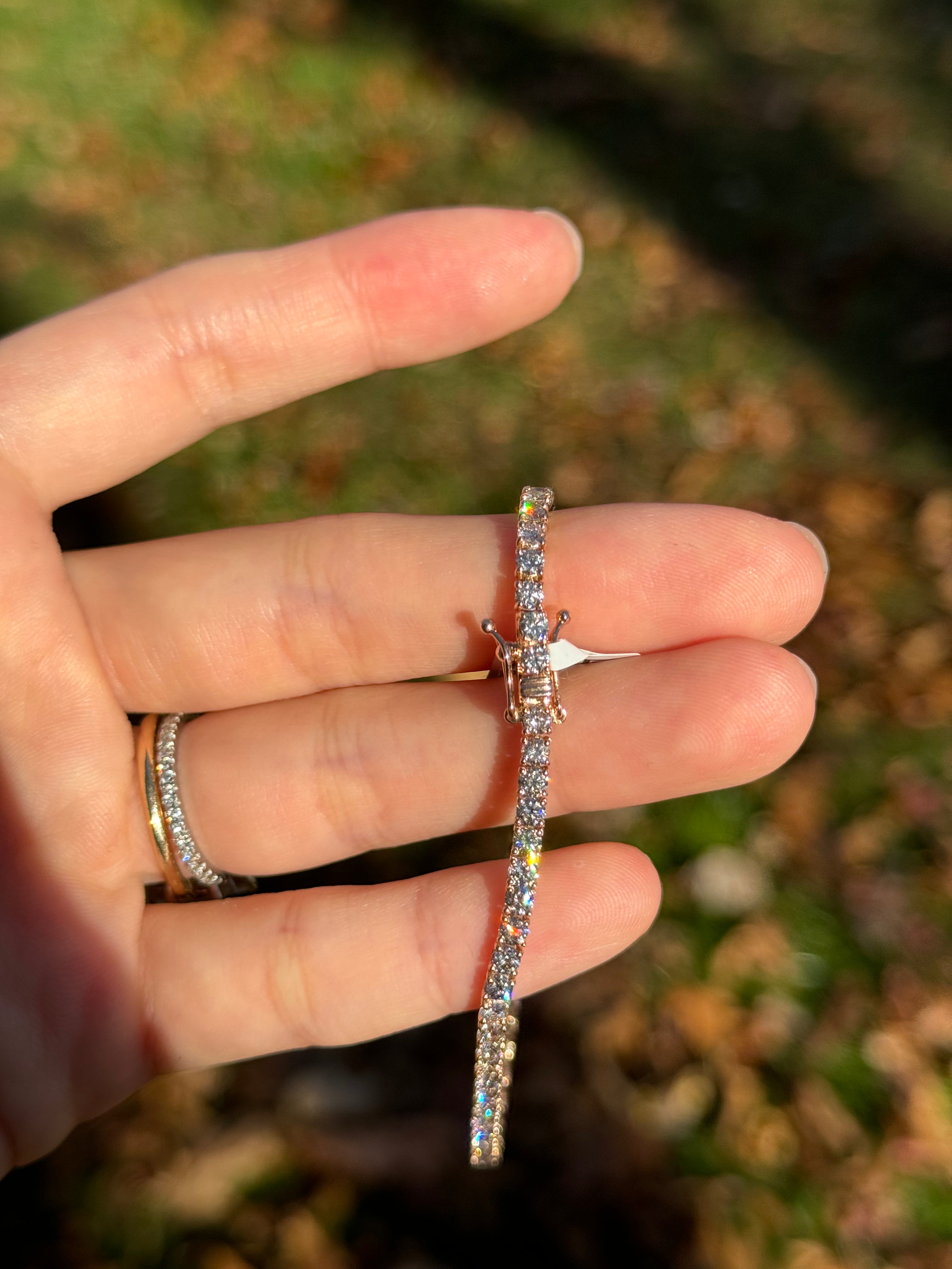 14K Rose Gold Lab-Created Diamond 4.35ct GH VS/SI Tennis Bracelet - 6.75 Inches, Elegant Jewelry for Women, Perfect for Weddings, Anniversaries & Special Occasions