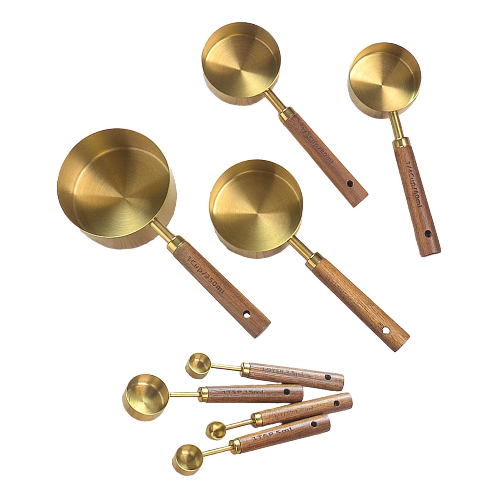 8-Piece Measuring Cups and Spoons Set for Baking & Cooking - Stainless Steel CALANDIS® Measuring Tools for Oil, Nuts, Dry & Liquid Ingredients | Perfect for Home Kitchen, Baking Recipes & Meal Prep