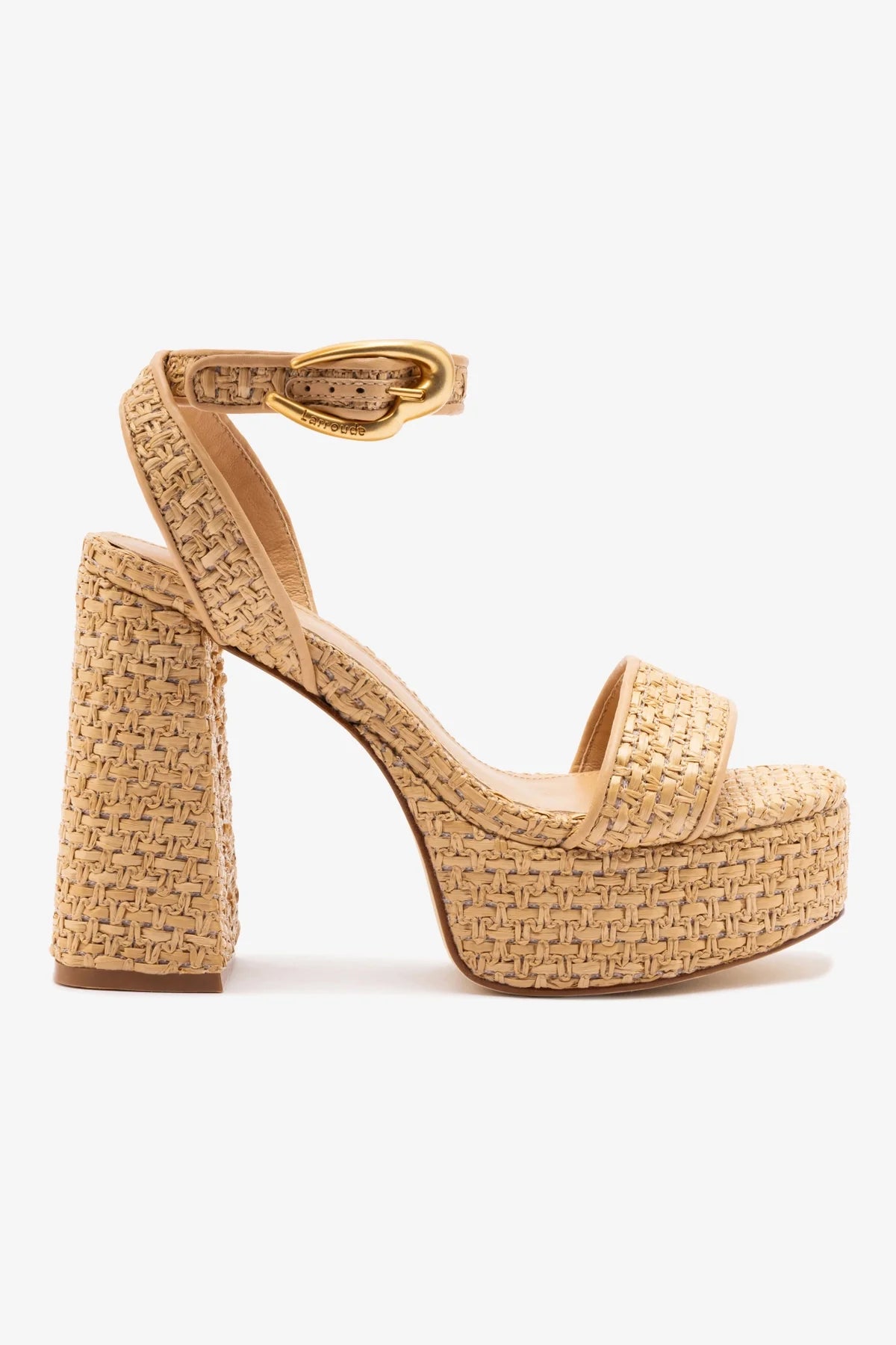 Beige Leather and Natural Raffia