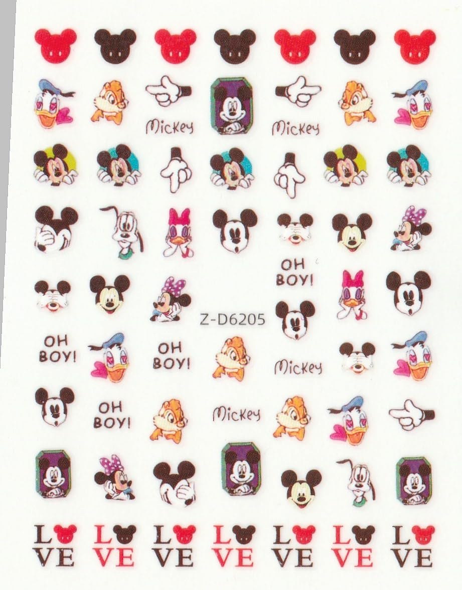 3D Self-Adhesive Nail Art Stickers - Mickey Mouse Design D6205 for DIY Manicure | Easy to Apply Nail Decals for Home, Party & Special Occasions