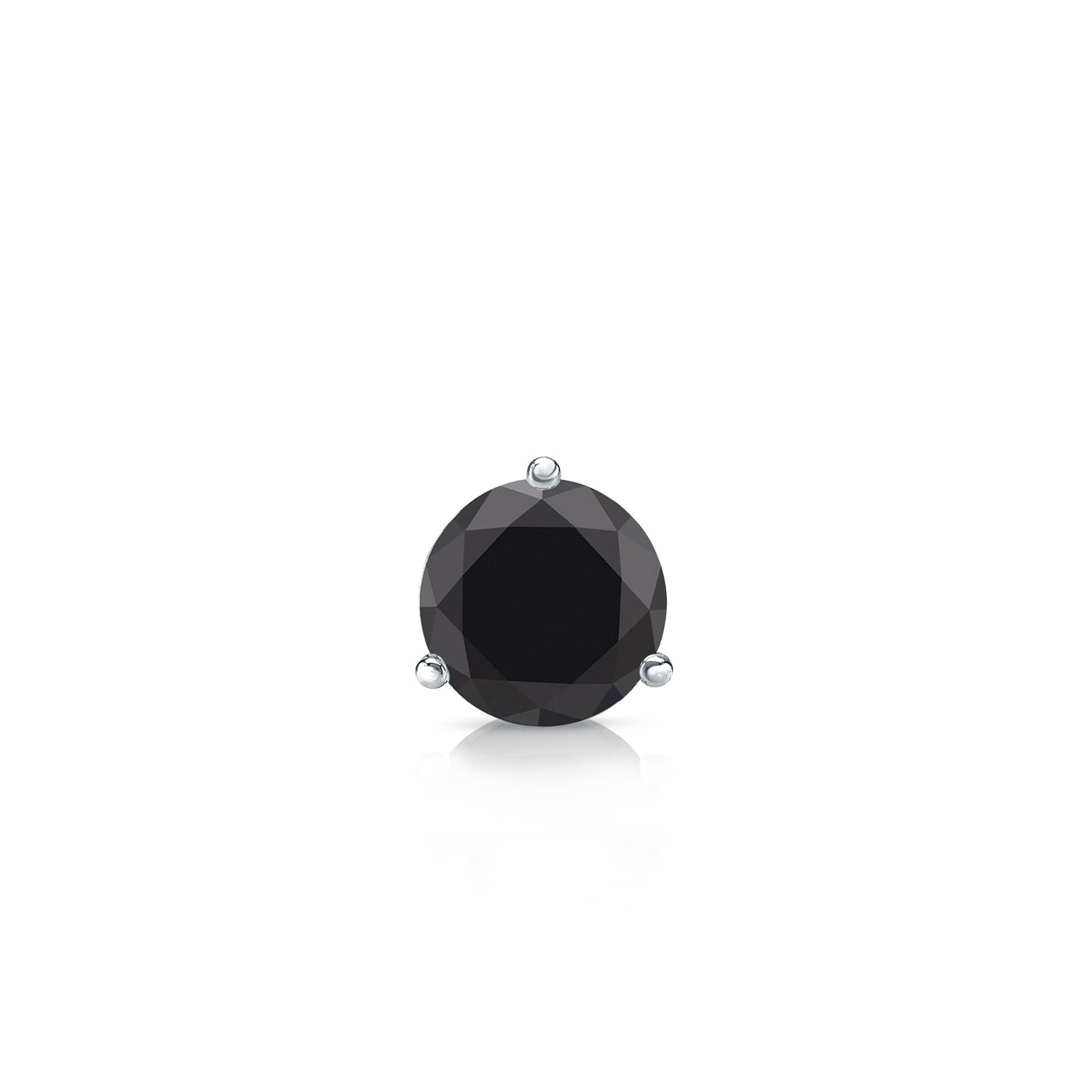 14K White Gold Round Black Diamond Stud Earrings (1/4 to 2ct TW) - 3-Prong Martini Setting with Push Back - Elegant Everyday Jewelry & Perfect Gift for Women