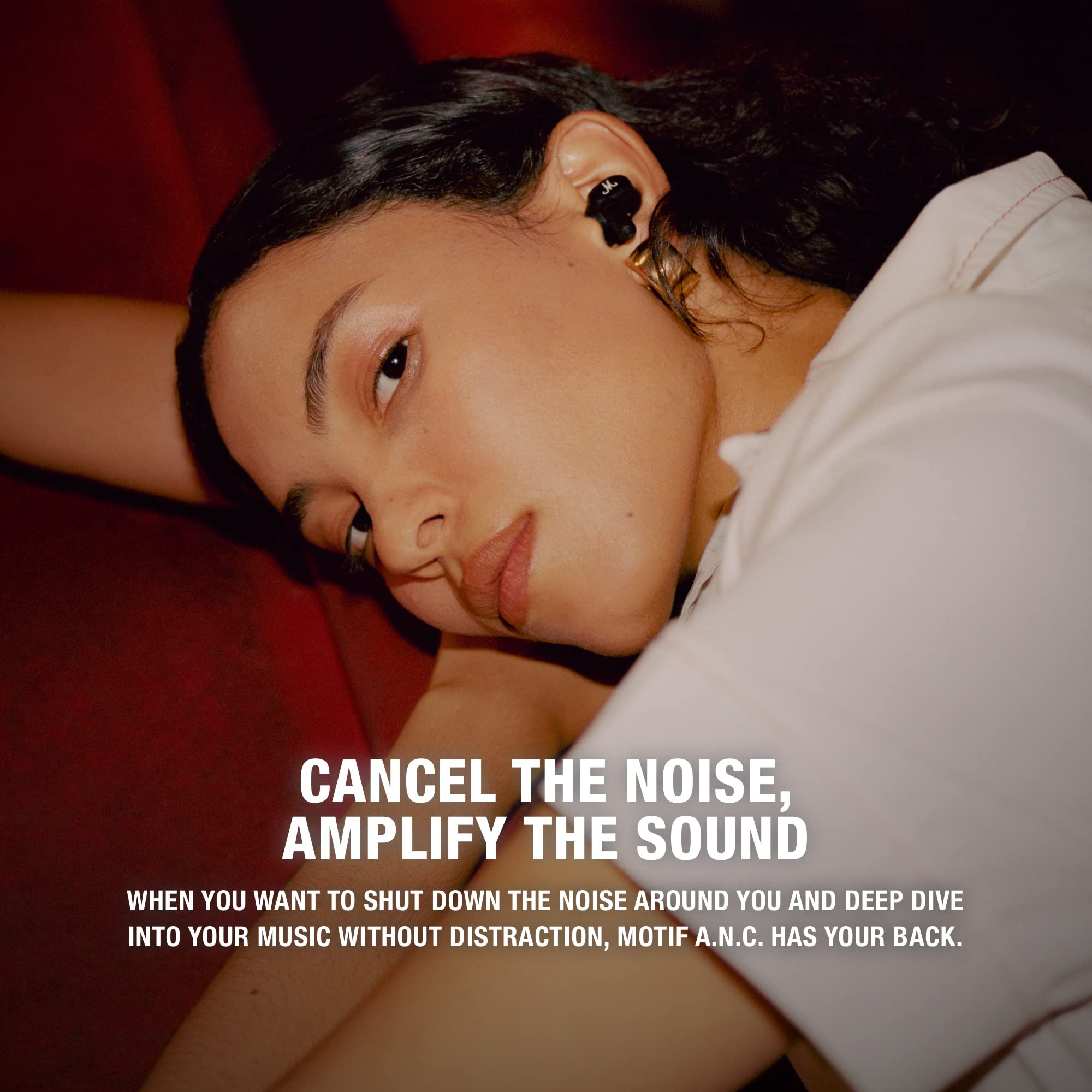 Marshall Motif True Wireless Noise Canceling Headphones - Bluetooth Earbuds with Active Noise Cancellation, 30H Playtime, IPX5 Waterproof, Comfort Fit for Gym, Running & Travel (Black)