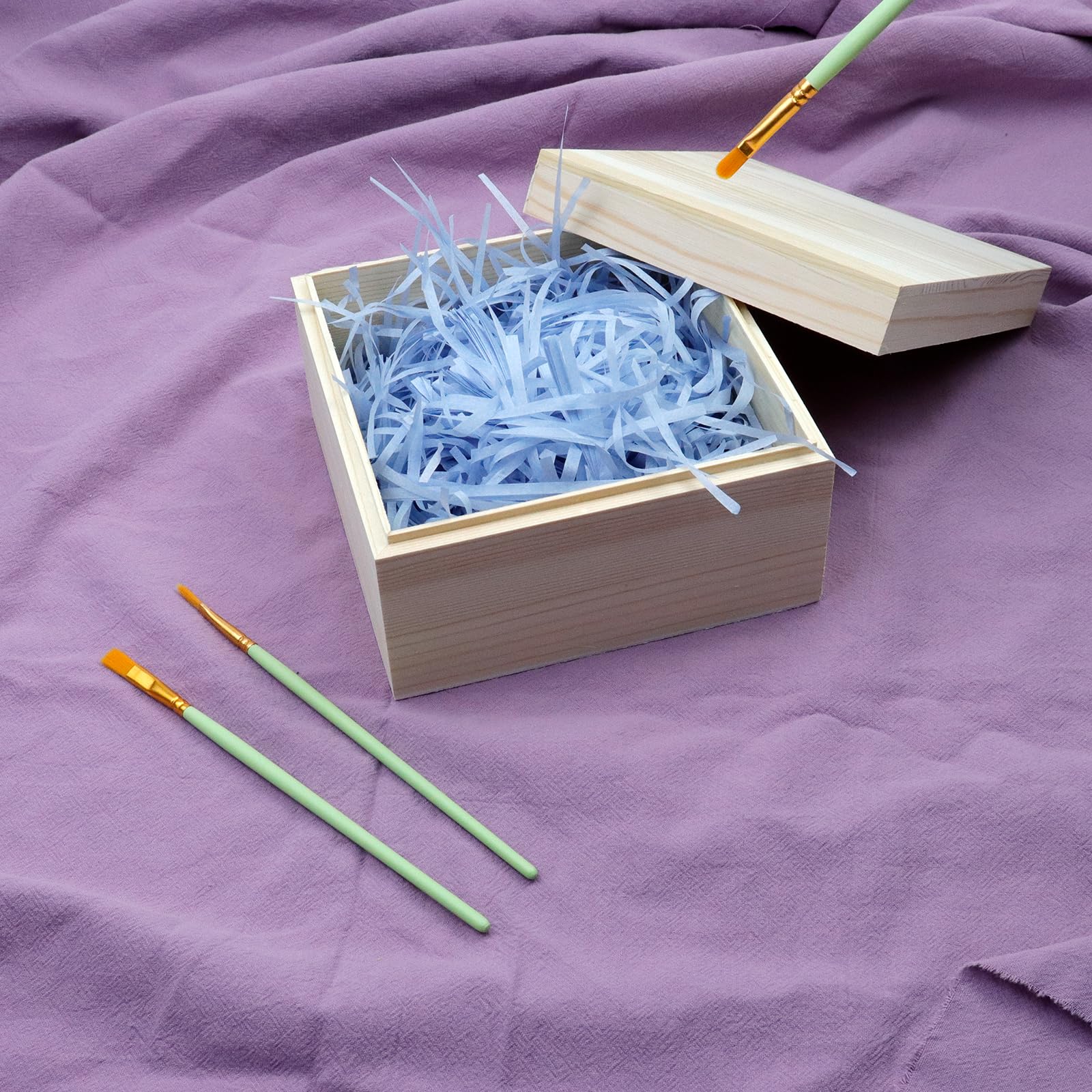 MY MIRONEY 2-Pack Unfinished Wooden Storage Box with Lid - 5.91