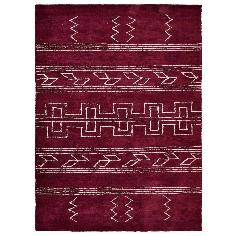 Handmade Rhombus Wool Area Rug - Traditional Hand Knotted Oriental Carpet for Living Room, Bedroom & Dining Room Decor
