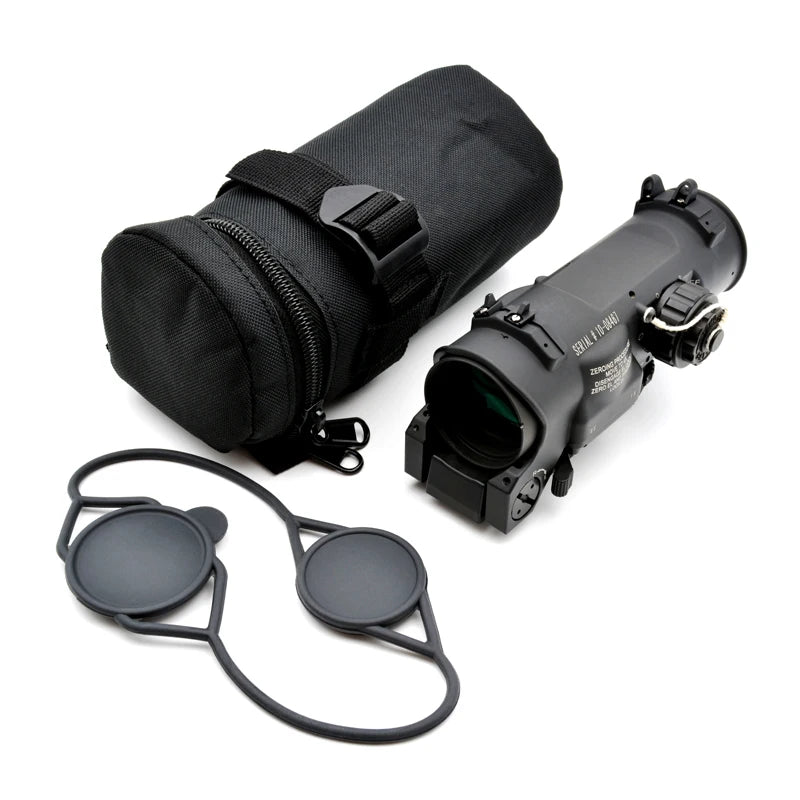 Tactical Rifle Scope DR 1-4x Fixed Dual Field of View with Red Illuminated Reticle - Full Markings for Airsoft, Hunting & Outdoor Shooting | Perfect for Low Light Conditions & Tactical Operations