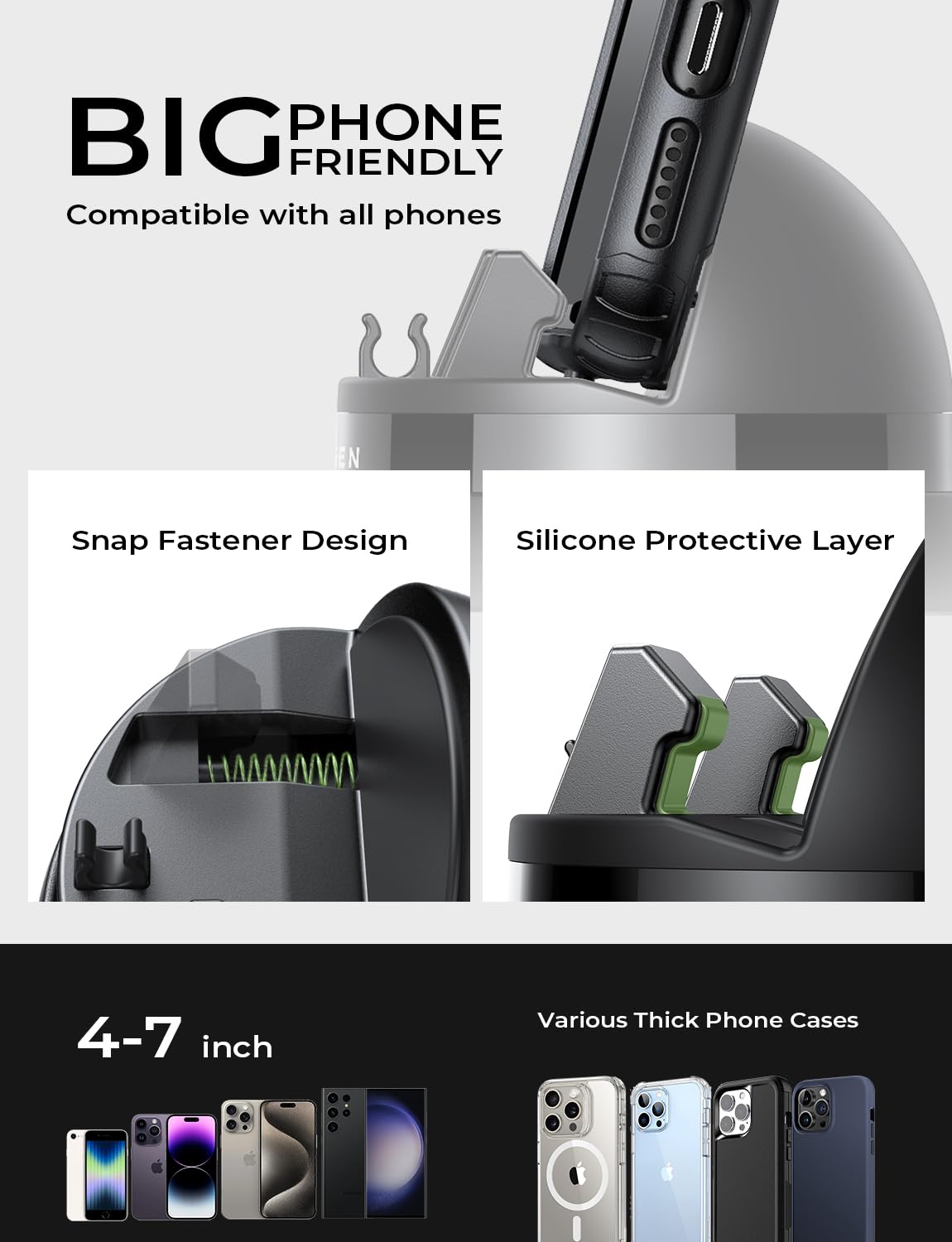 LISEN 360° Rotating Dashboard Car Phone Holder - Universal Fit for iPhone 16 Pro Max/15/14/13/12/11, Samsung Galaxy S24/S23 & All Smartphones - Black - Perfect for GPS Navigation & Hands-Free Driving