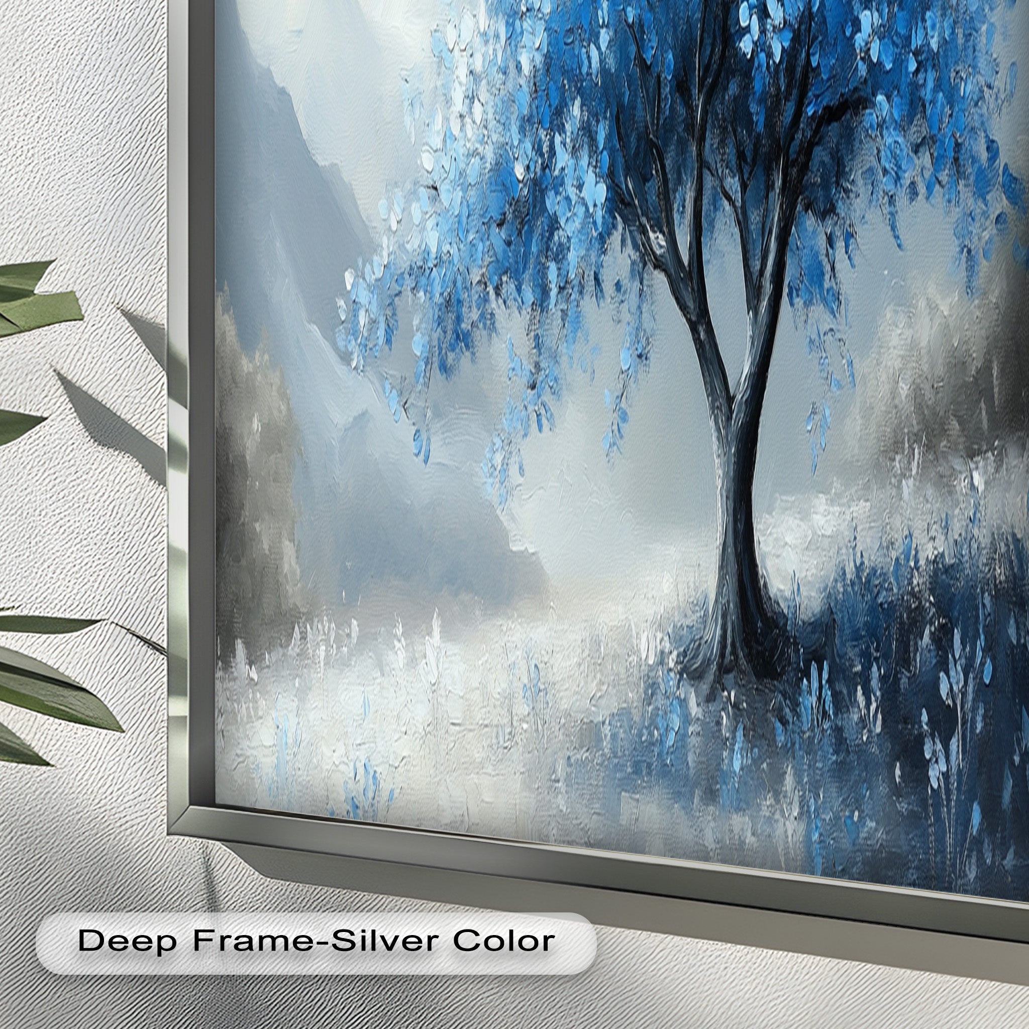 Blue Tree Landscape Oil Painting - Handmade Canvas Art for Home & Office Decor, Living Room Wall Art, Gift Idea