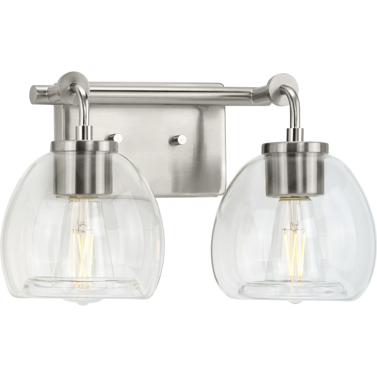 Caisson Collection 2-Light Clear Glass Bathroom Vanity Light Fixture - Perfect for Modern Bathroom & Powder Room Lighting