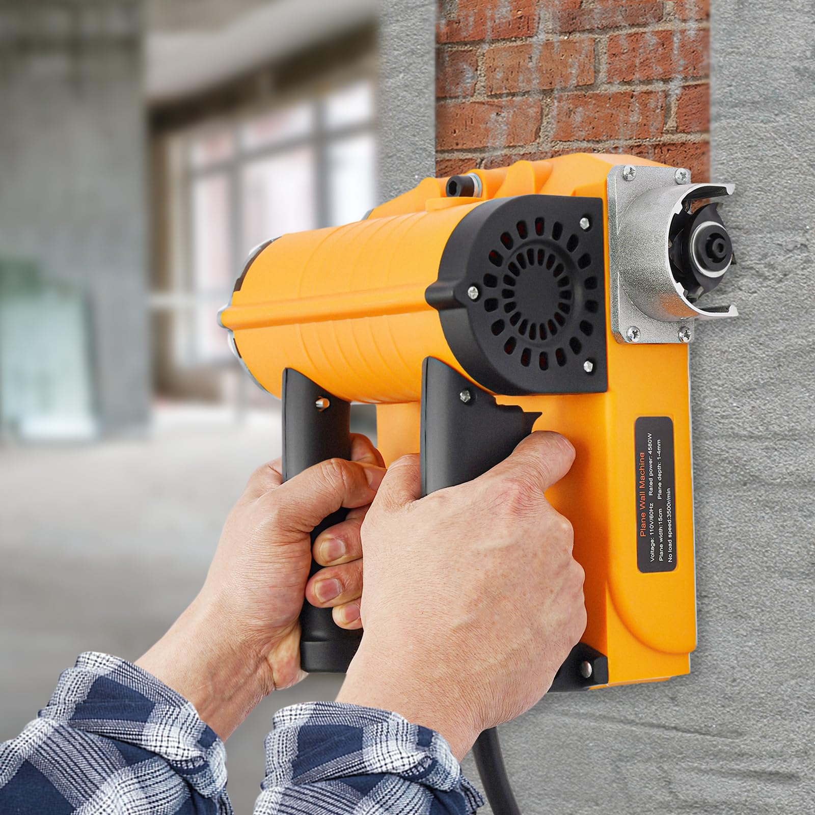 110V 4580W Electric Wall Planer - Concrete Power Shovel & Planing Machine for Wall Renovation, Cement Stripping | Heavy Duty Construction Tool for Drywall, Plaster Removal & Surface Leveling | Perfect for DIY Home Improvement & Professional Contractors (Orange)
