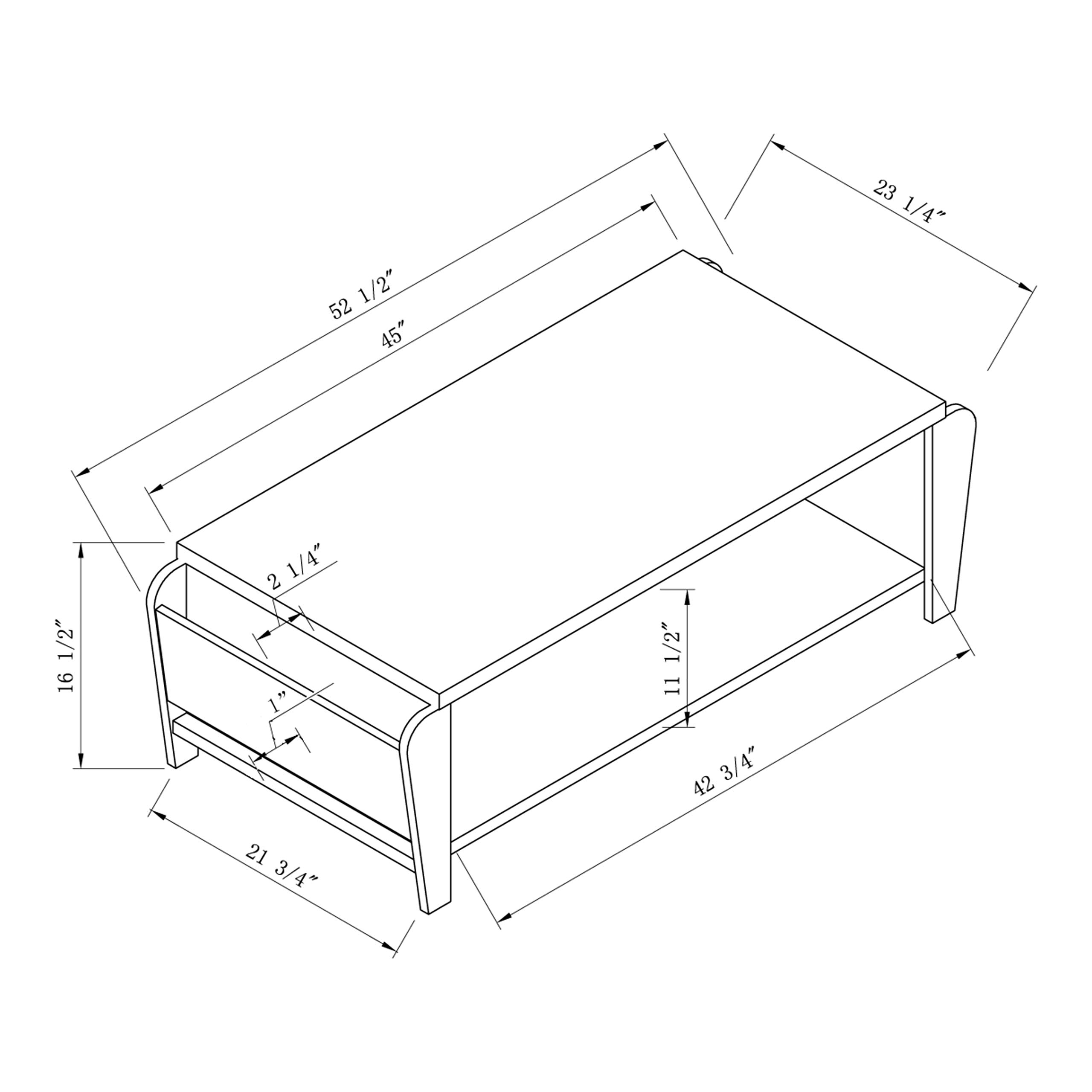 Modern Rectangular Coffee Table with Open Shelf - Cappuccino Finish for Living Room, Lounge & Office - Stylish & Functional Home Decor