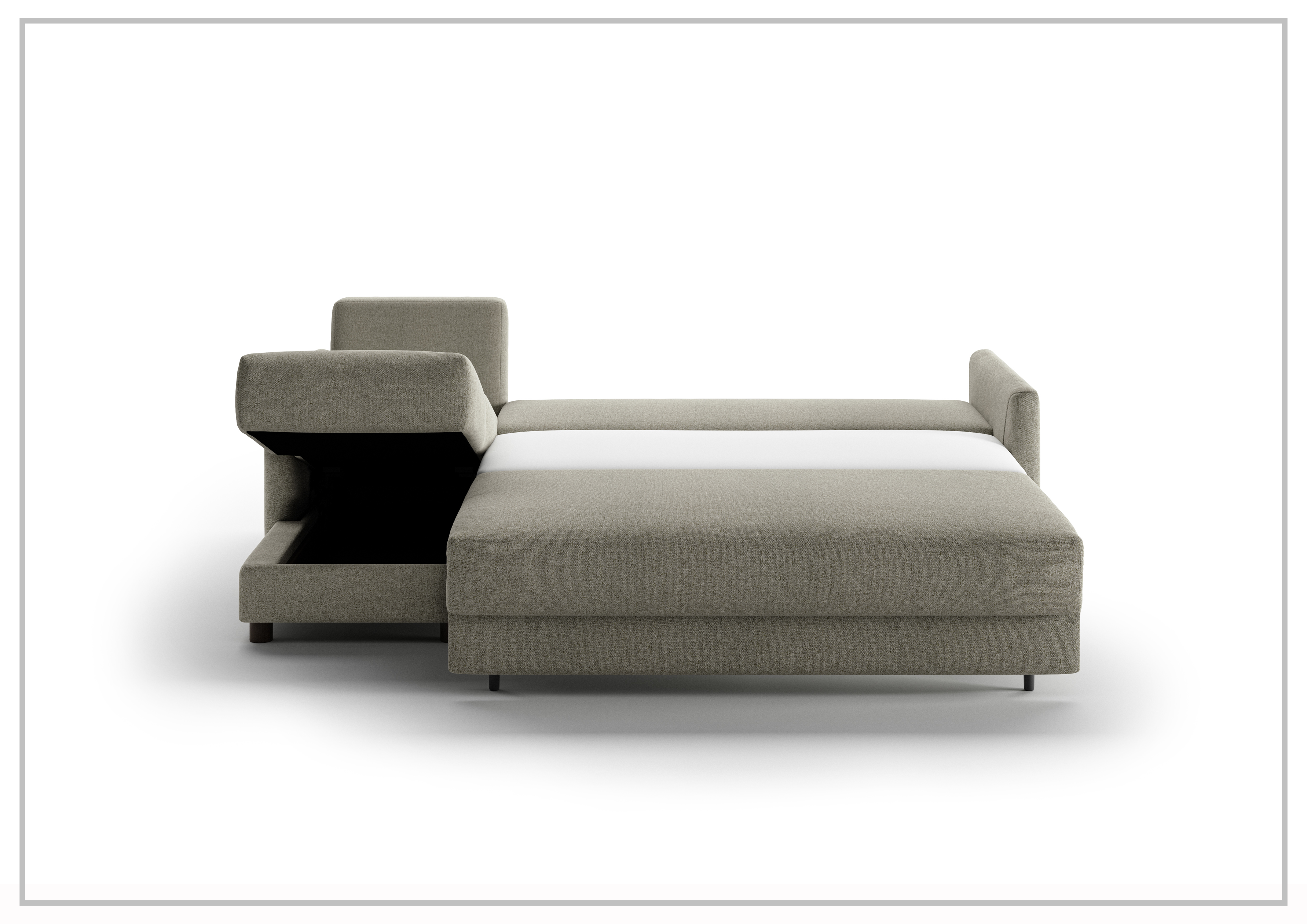 Luonto Pint 3-Seater L-Shaped Fabric Sectional Sleeper Sofa Bed with Storage | Modern Convertible Couch for Small Spaces | Perfect for Living Room, Apartment & Guest Room (Gray)
