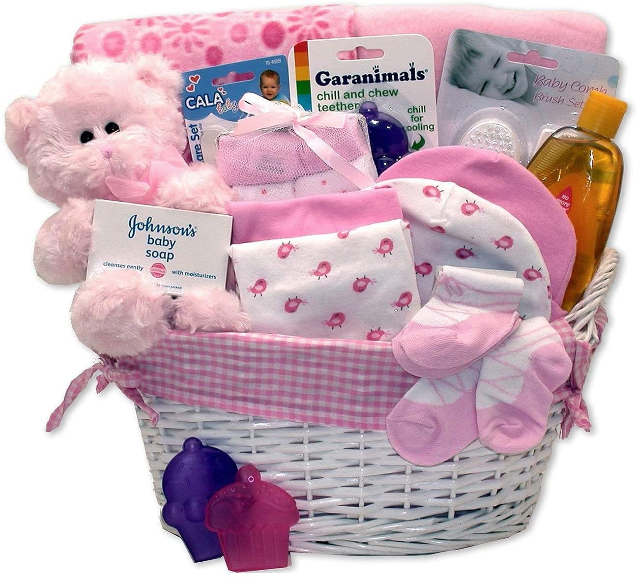 Simply Baby Necessities Baby Girl Basket - Pink | Newborn Gift Set for Baby Showers, Birthdays & Nursery Decor | Soft & Stylish Baby Essentials
