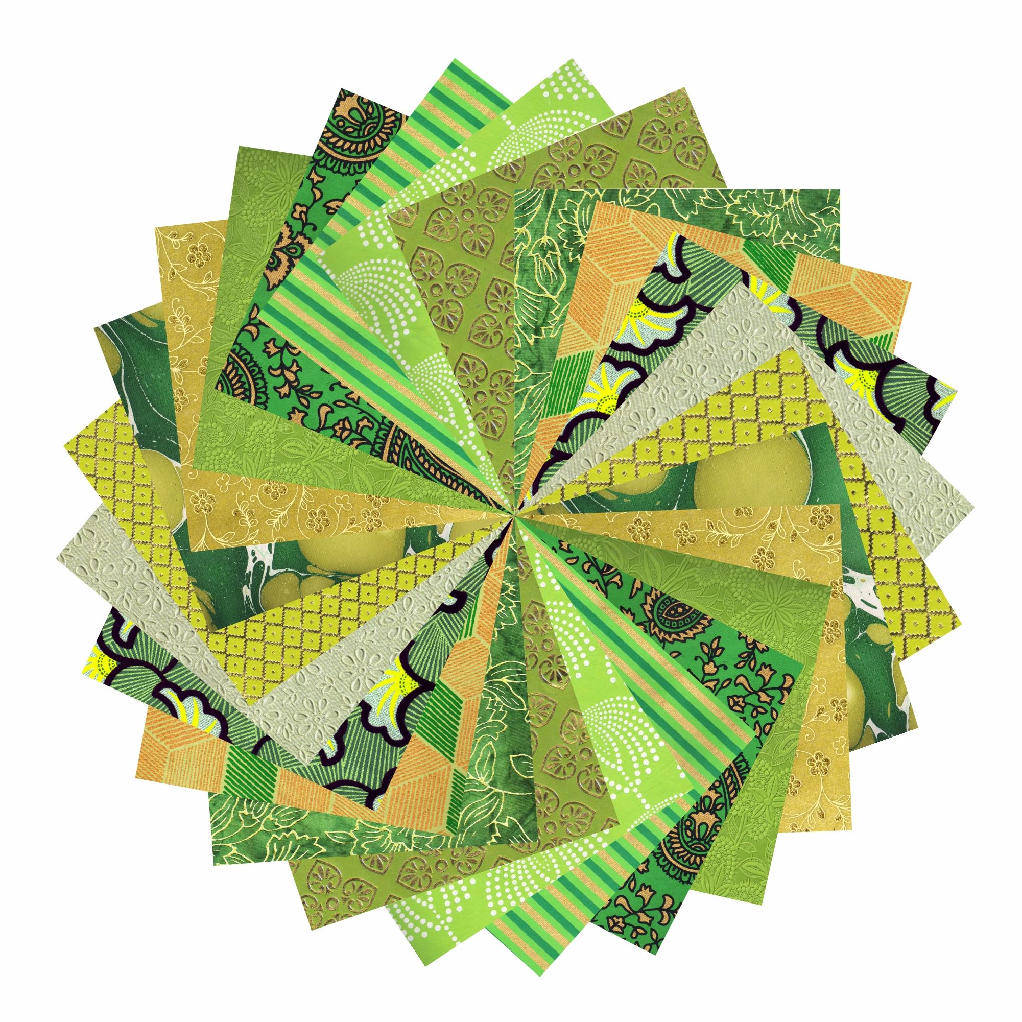 Shades of Green Handmade Scrapbook Paper 12x12 Inch Pad - 24 Sheets (12 Unique Designs) for DIY Crafts, Scrapbooking & Card Making | Premium Quality Acid-Free Paper