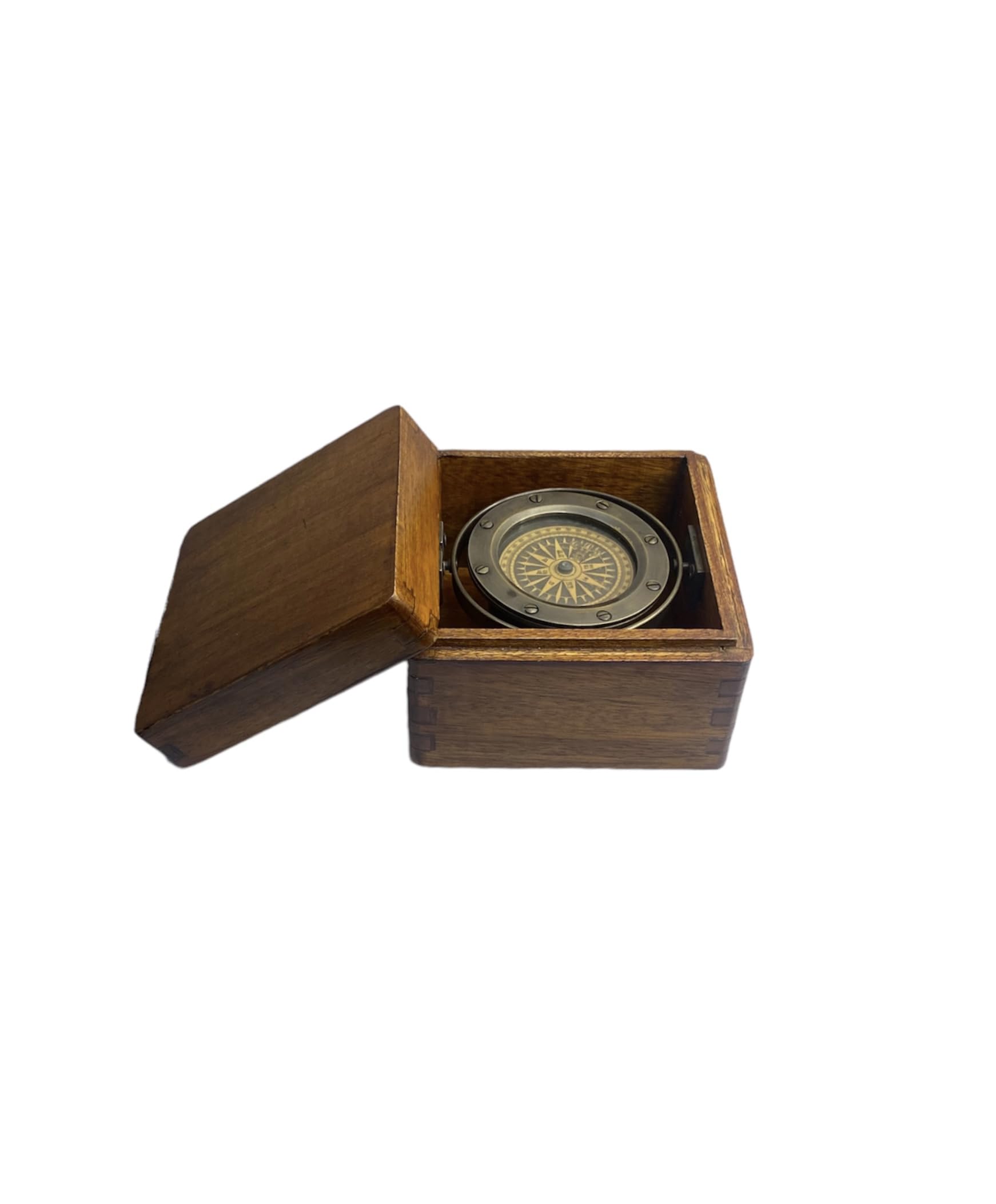 Premium Metal Lifeboat Compass with Rosewood Case - Nautical Navigation Tool for Boating, Sailing & Marine Adventures