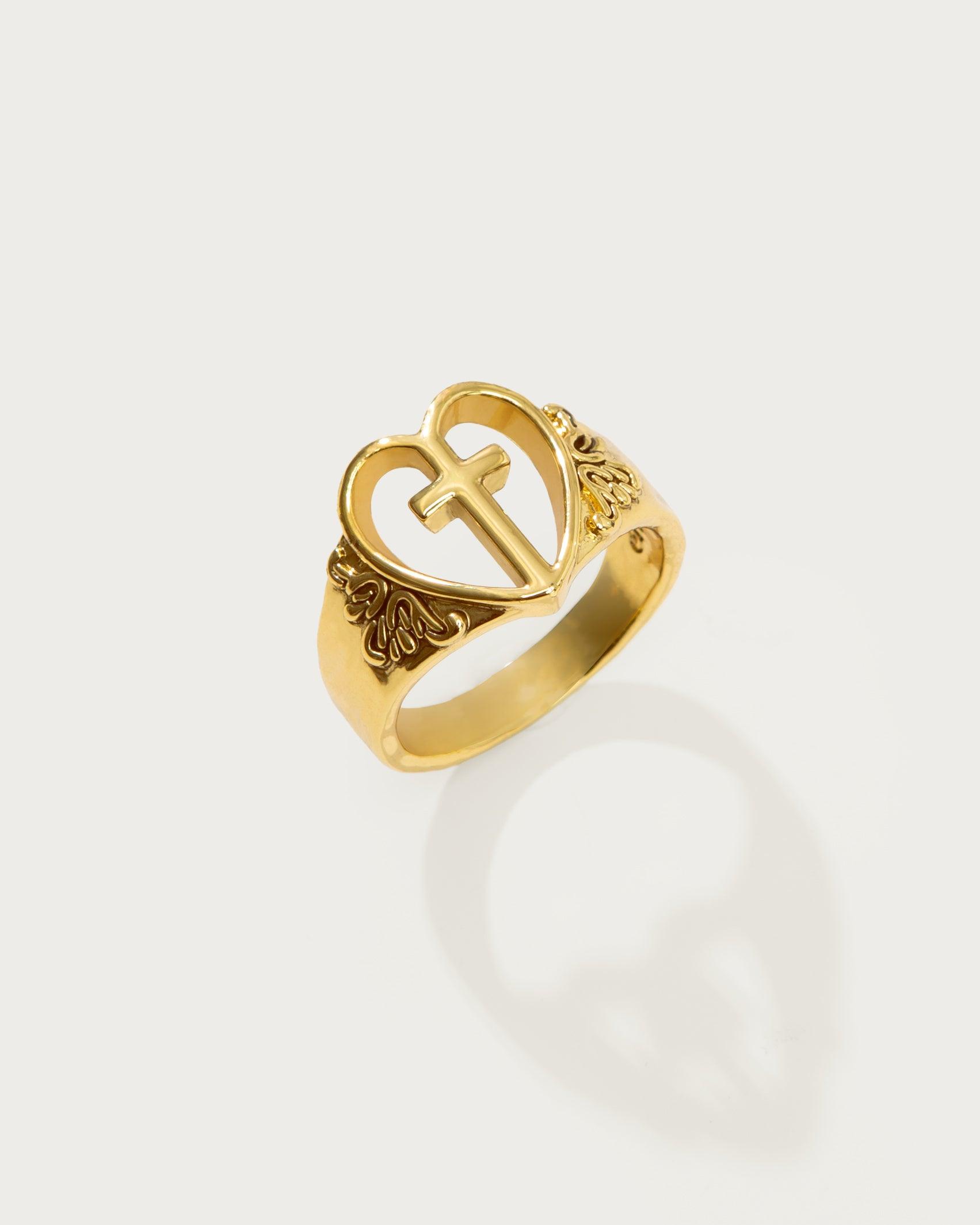 Creda Heart Cross Ring - Elegant Sterling Silver Jewelry for Women, Perfect for Valentine's Day, Anniversary & Everyday Wear