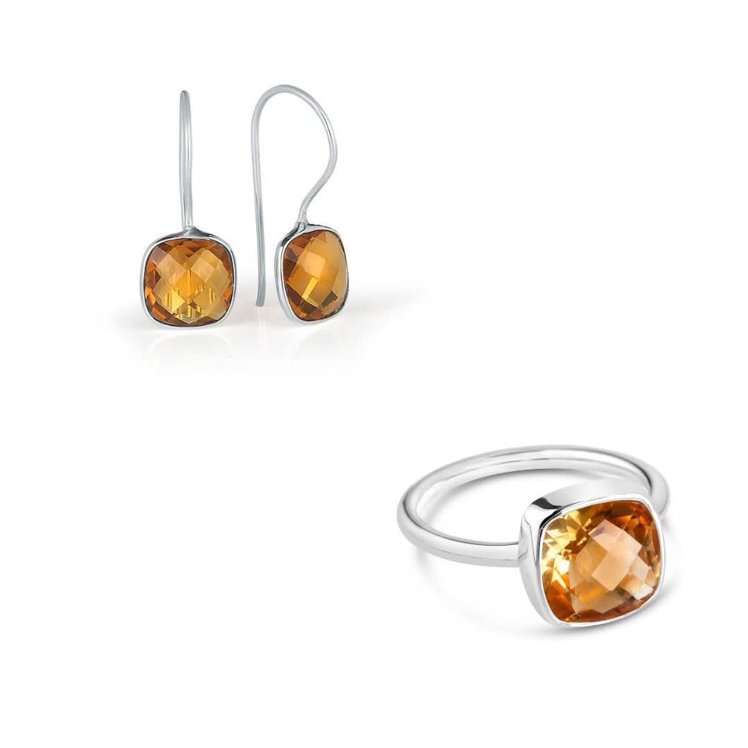 Elegant Citrine Cocktail Ring in Sterling Silver - Perfect for Evening Parties & Special Occasions