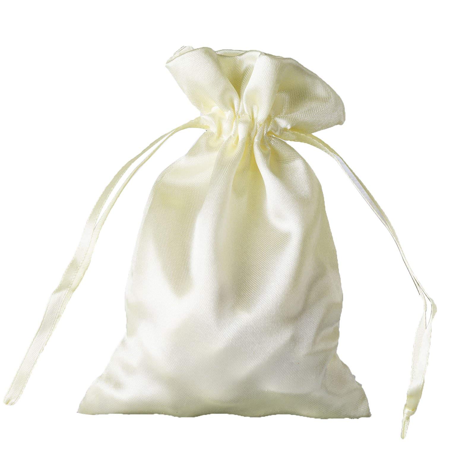 60 Pcs 4x6 Inch Yellow Satin Drawstring Bags - Wedding Favors, Party Gifts, Jewelry Pouches, Candy Bags for Bridal Showers, Baby Showers & Birthday Celebrations