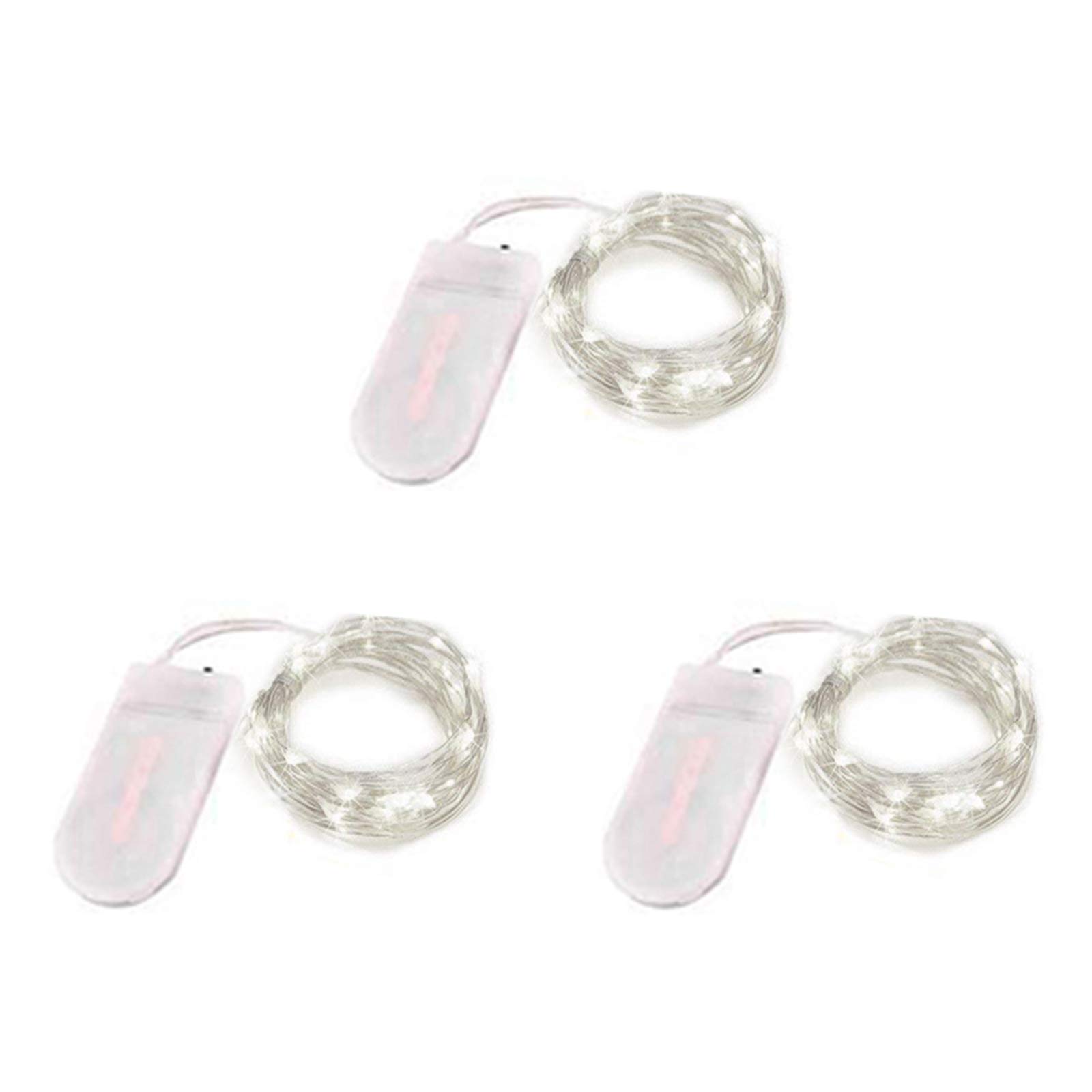 3 Pack Fairy Lights Battery Operated - 6.6ft 20 LED Mini String Lights with Silver Wire for DIY, Wedding, Party, Festival, Halloween & Christmas Decorations (Cool White) | Perfect for Bedroom, Garden, Patio and Holiday Lighting