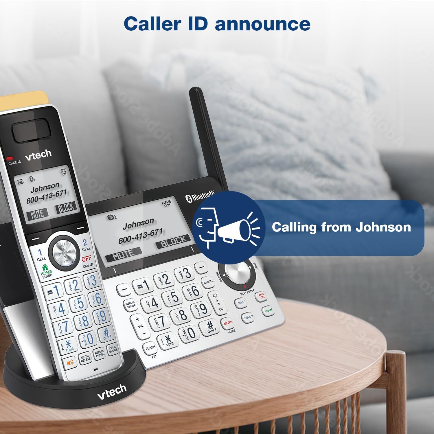 VTech IS8151-4 Super Long Range 4 Handset Cordless Phone System with Answering Machine - 2300 ft Wireless Range, Call Blocking, Bluetooth Connectivity, Headset Jack & Power Backup - Expandable to 12 Handsets (Silver/Black) for Home Office & Large Houses