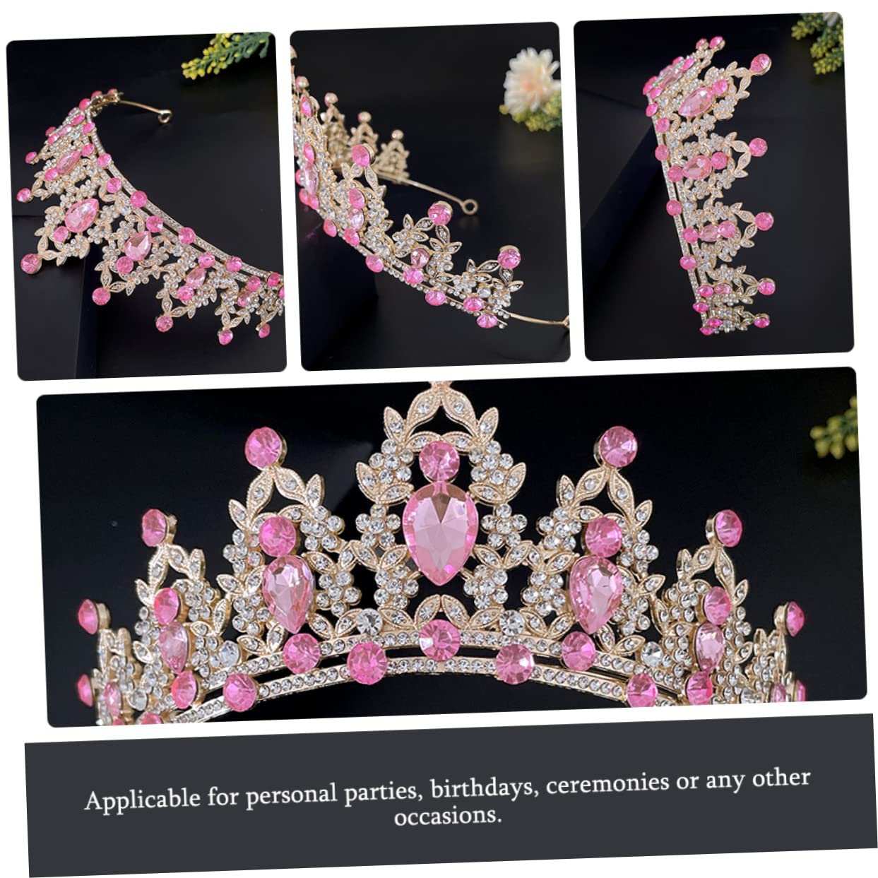 2pcs Elegant Rhinestone Tiara Crown Headpiece for Women - Wedding, Birthday, Bridal Hair Accessories - Goddess Headdress for Princess Bride, Party & Special Occasions