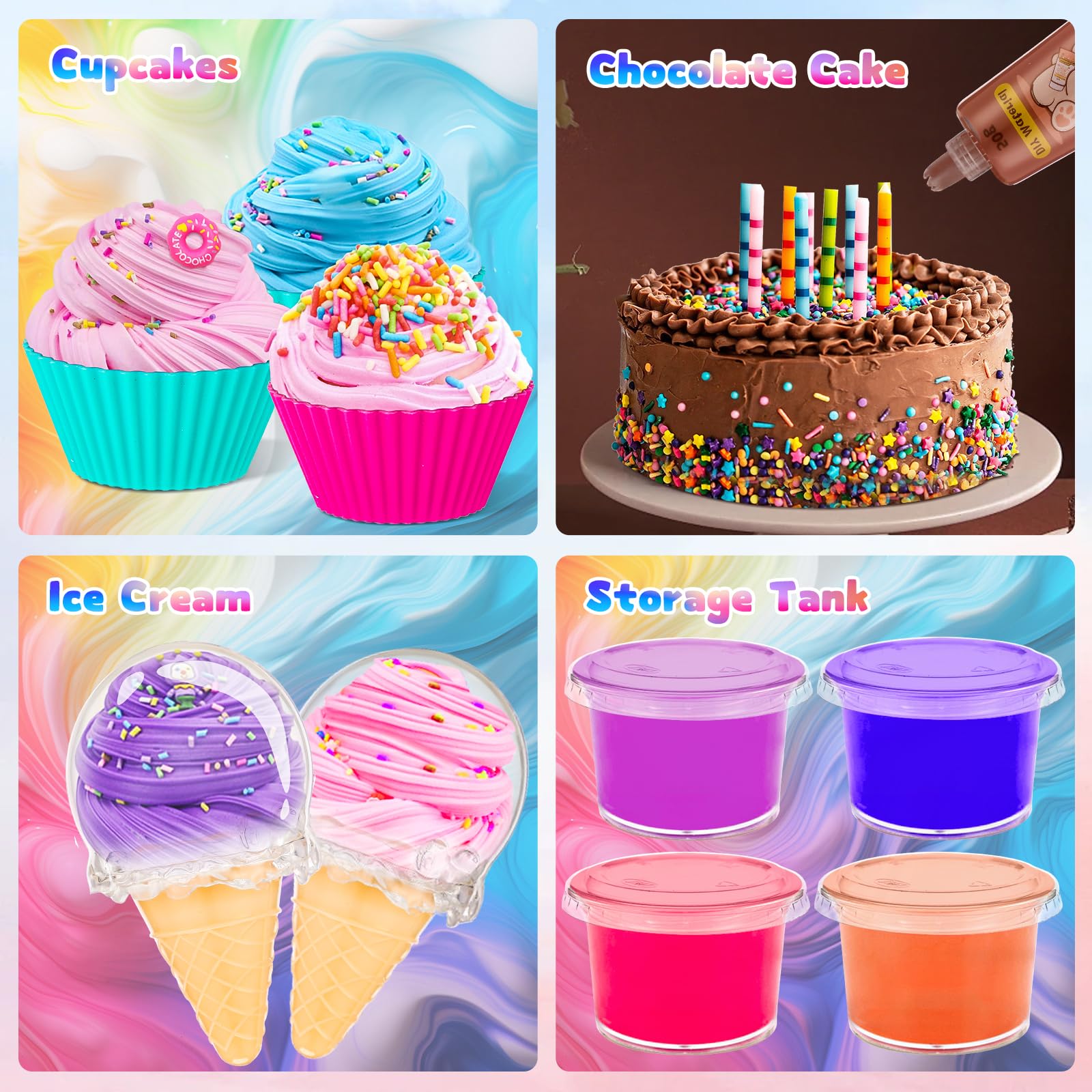 DIY Sweets Slime Kit for Kids - Make Cake, Ice Cream, Butter, Cloud & Fluffy Slime | Creative Arts & Crafts Toy for Girls Ages 8-12 | Fun Birthday Party Favors & STEM Learning Activity Gift | Perfect for Playdates, Sleepovers & Sensory Play