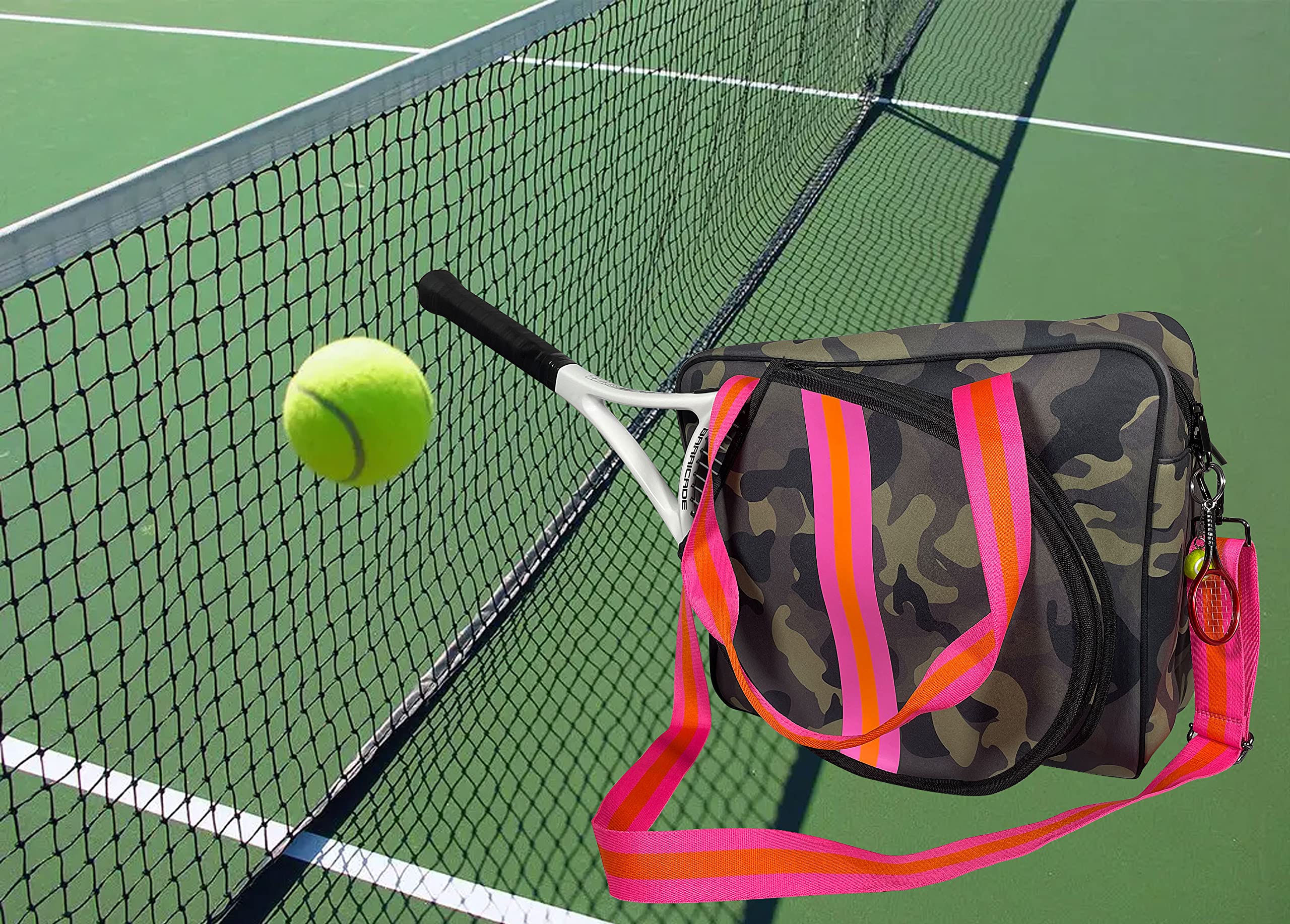 **Waterproof Neoprene Tennis Sports Bag for Men & Women – High Capacity Soft Shoulder Bag with Tennis Pendant – Perfect for Gym, Beach, Travel & Daily Use**