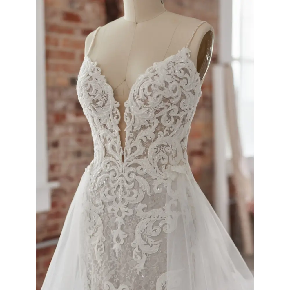 Maggie Sottero Tuscany Royale Wedding Dress with Detachable Train - Elegant Bridal Gown for Church Ceremony & Formal Reception