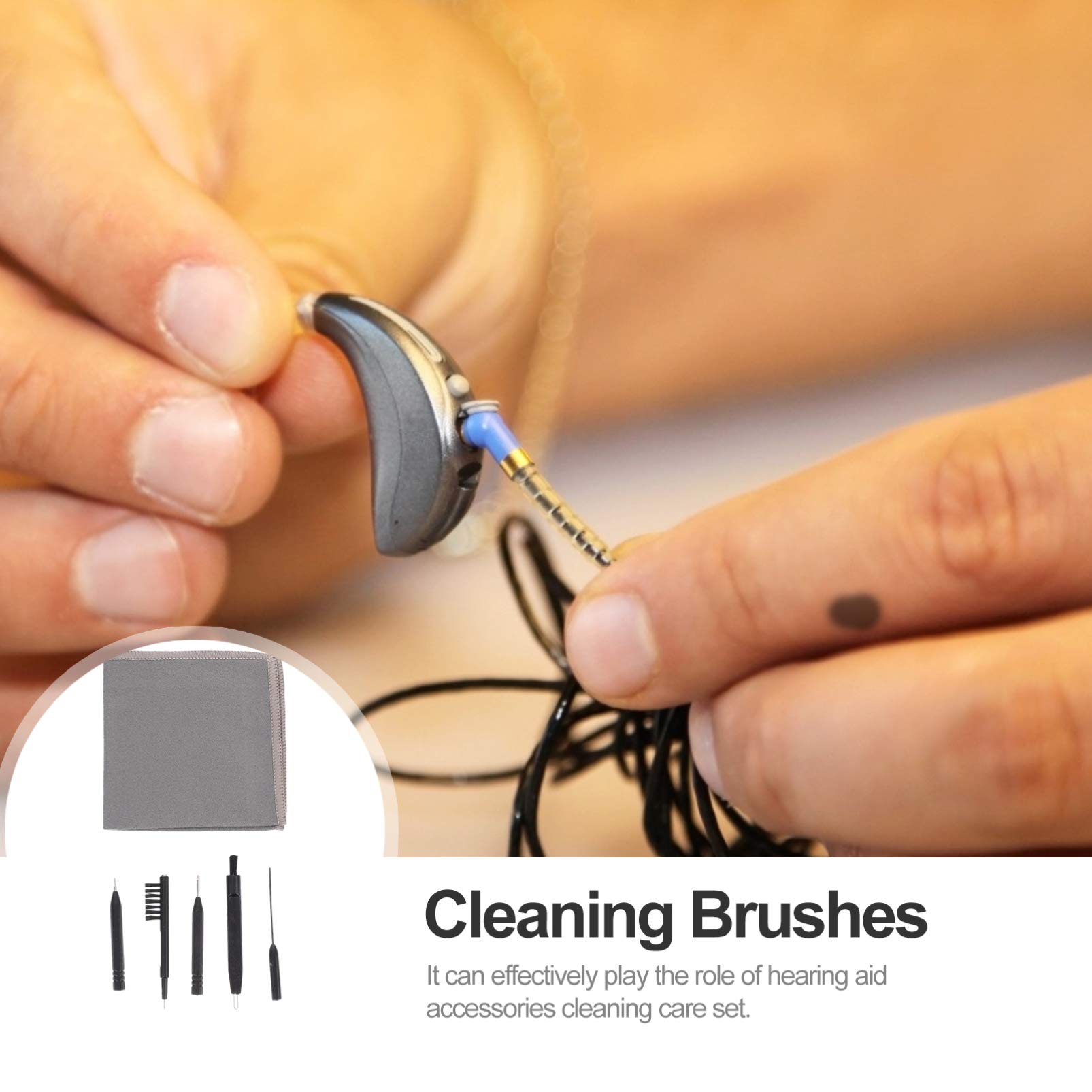 Hemobllo 6-Piece Ear Cleaning Kit - Soft Microfiber Brush & Earbud Cleaner for Headphones, Hearing Aids & Electronics | Gentle Cleaning Tools for Daily Hygiene & Device Maintenance