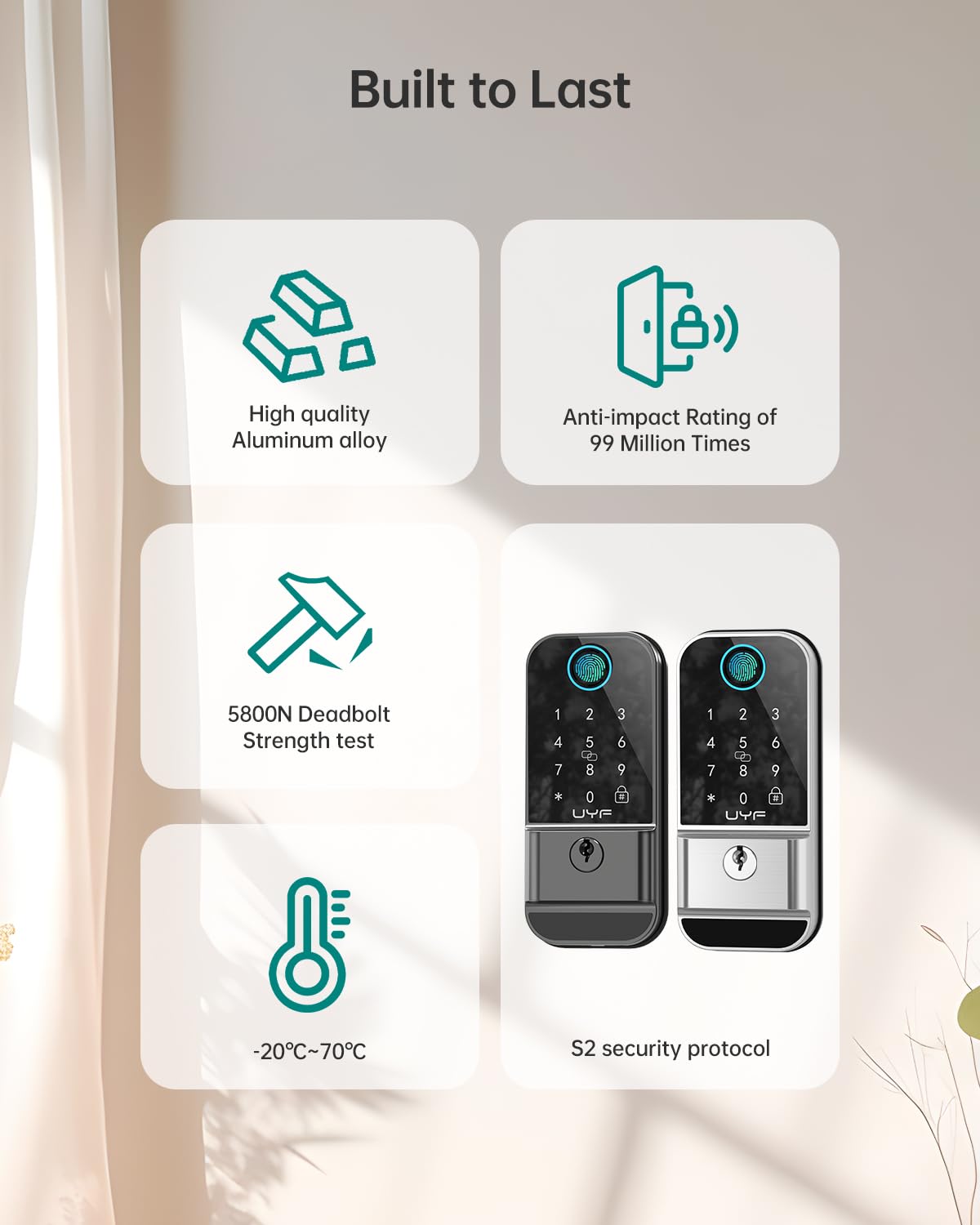 Smart WiFi Fingerprint Keyless Entry Door Lock with Keypad & Bluetooth - Digital Electronic Deadbolt Handle Set with Auto Lock, App & Alexa Remote Control - Perfect for Home Security & Smart Home Automation (Silver)