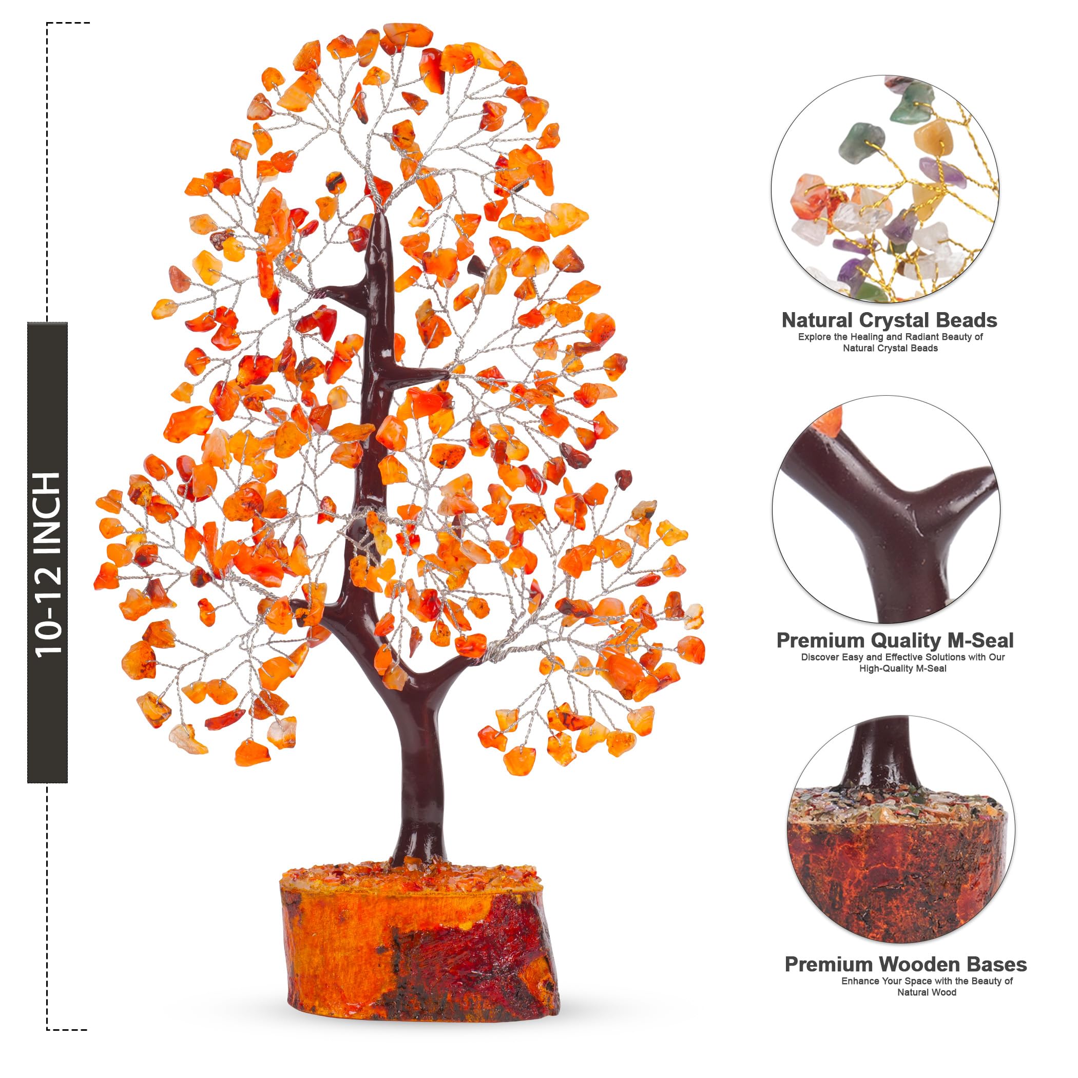 Healing Carnelian Gemstone Tree - Natural Crystal Tree for Positive Energy, Luck & Chakra Balance | Feng Shui Tree of Life Decor | Unique Birthday & Thoughtful Gifts for Women | Perfect for Home, Office Meditation & Spiritual Spaces