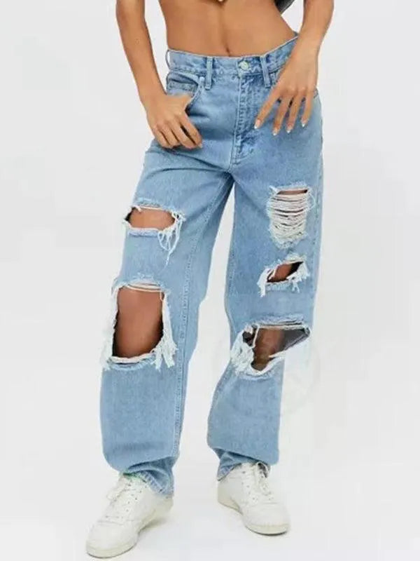 Women's Ripped Baggy Jeans - Distressed Denim Pants for Casual Streetwear & Fashion Outfits | Perfect for Everyday Wear, Parties & Urban Style